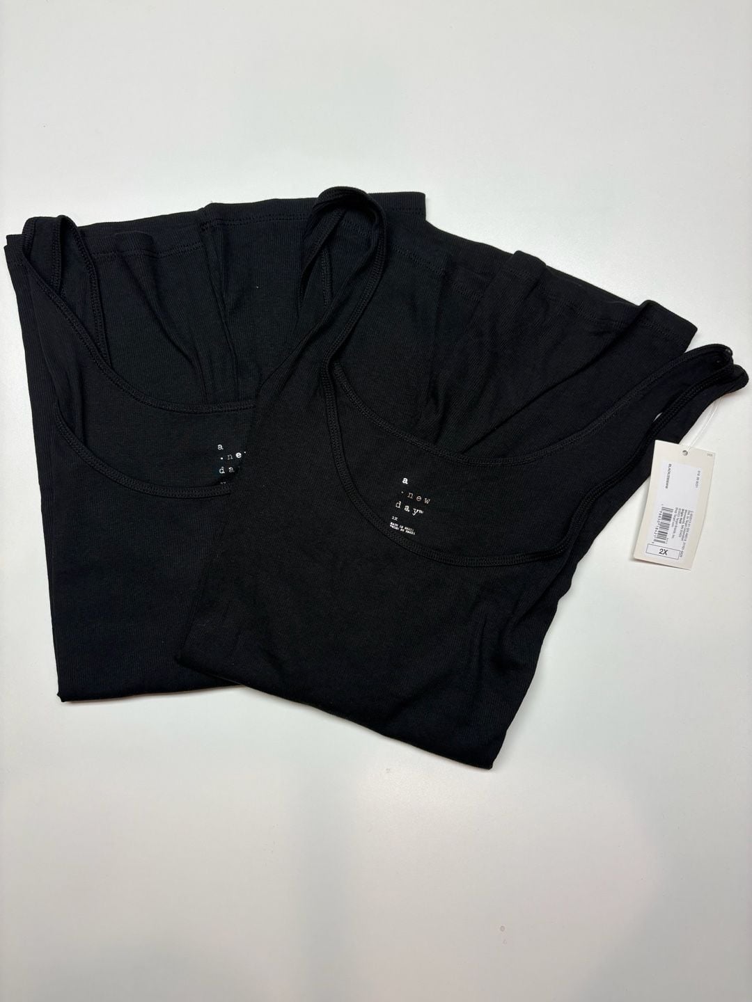 A New Day 2-Pack Ribbed Tank Top Size 2X Black 1