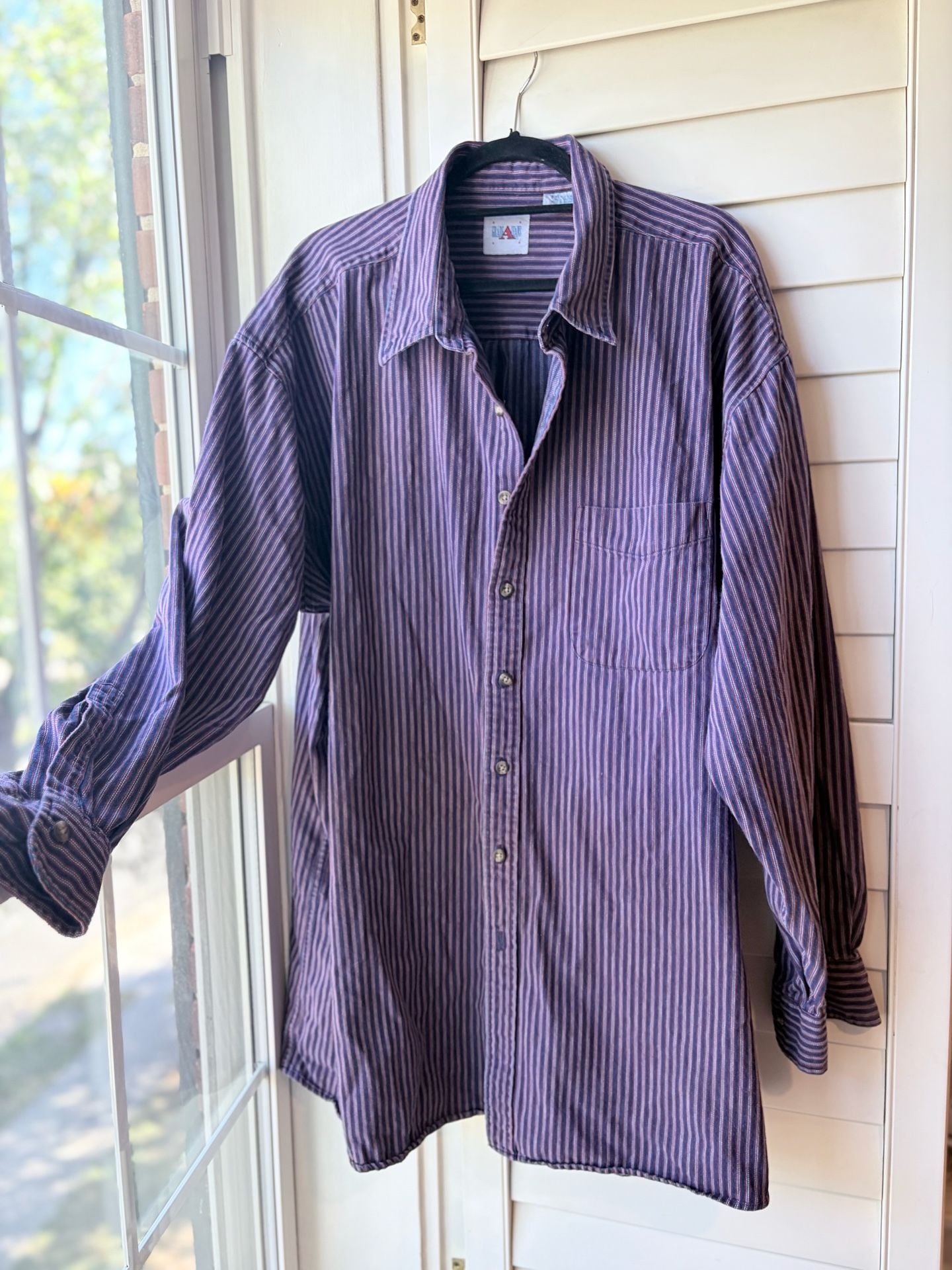 1990s Striped Long Sleeve Heavyweight Cotton Button Down Workwear 4