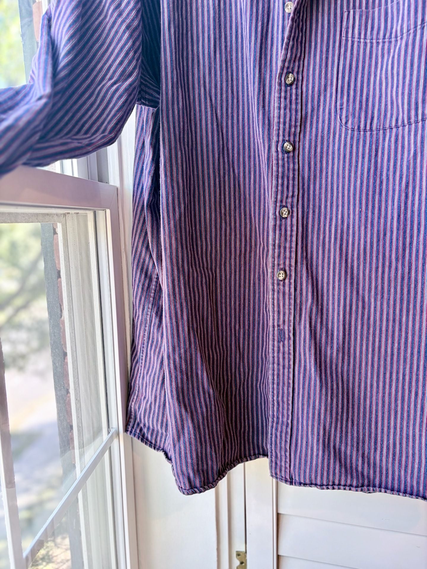 1990s Striped Long Sleeve Heavyweight Cotton Button Down Workwear 7