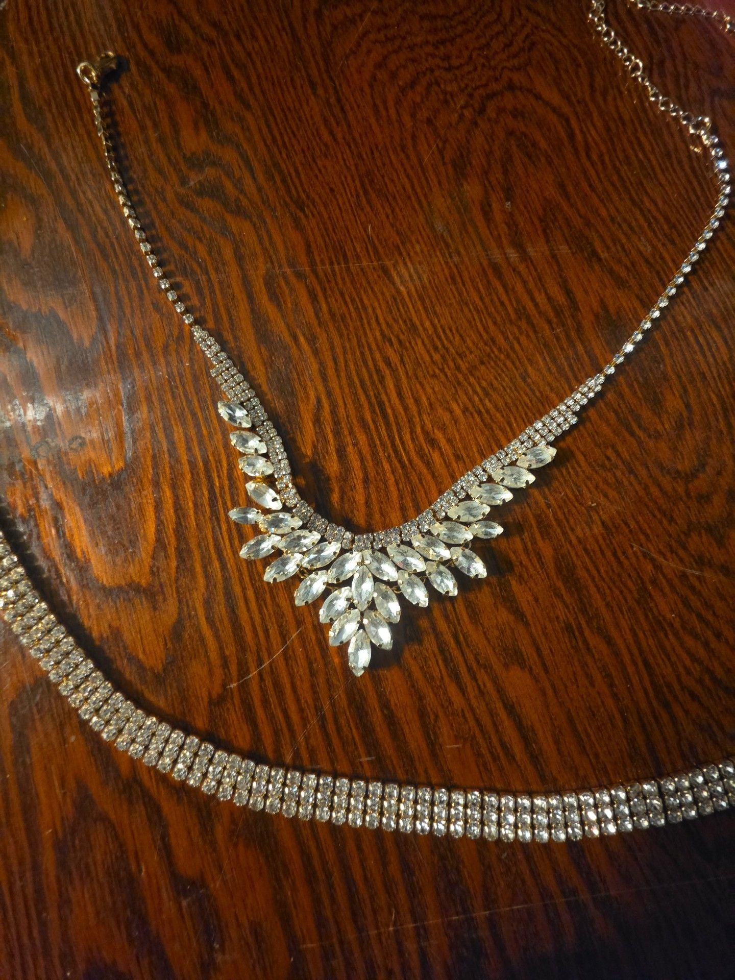 Unbranded Rhinestone Cluster Bib Necklace And Tennis Choker Set 2