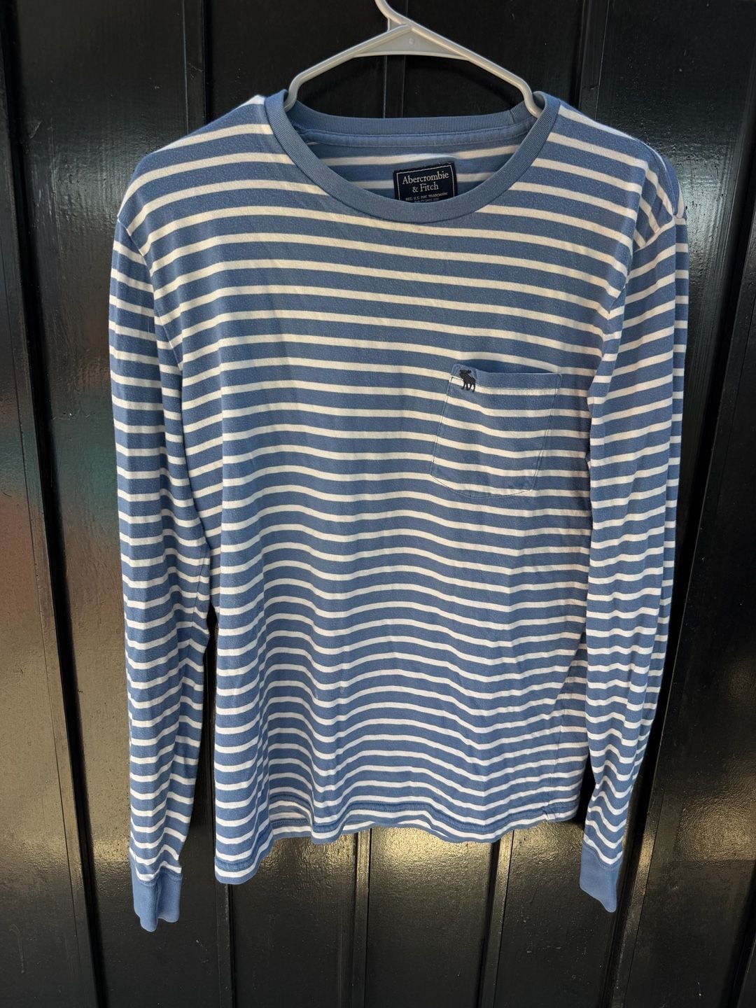 Y2K Abercrombie & Fitch Striped Long Sleeve Pocket T-Shirt Size M 3