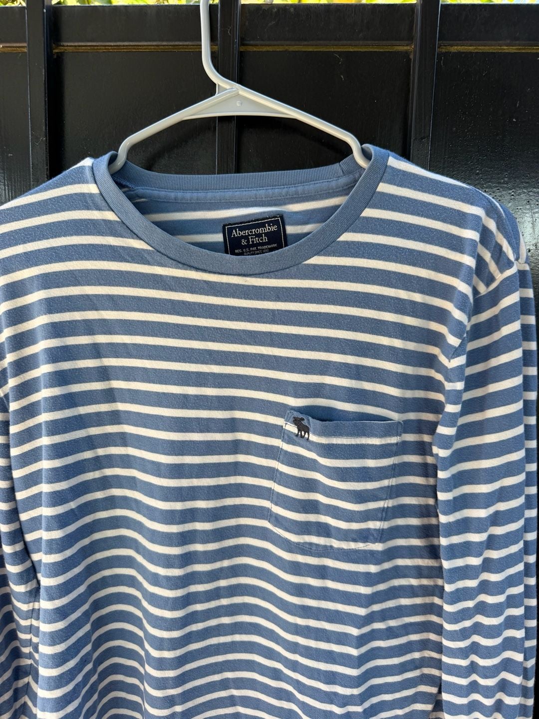 Y2K Abercrombie & Fitch Striped Long Sleeve Pocket T-Shirt Size M 4