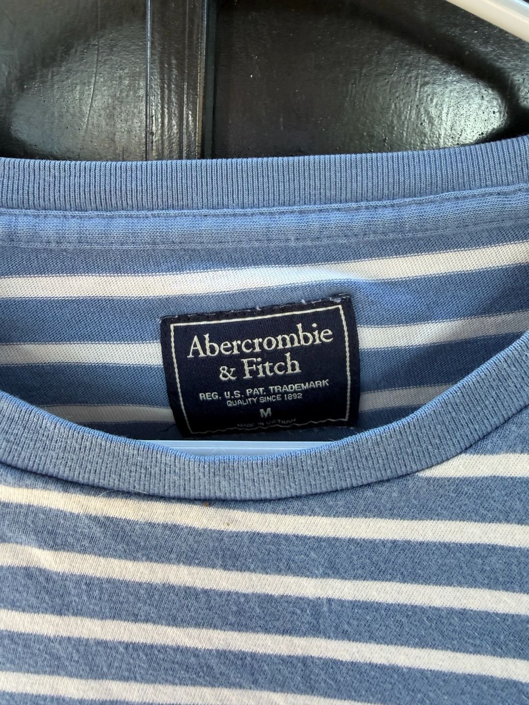 Y2K Abercrombie & Fitch Striped Long Sleeve Pocket T-Shirt Size M 5