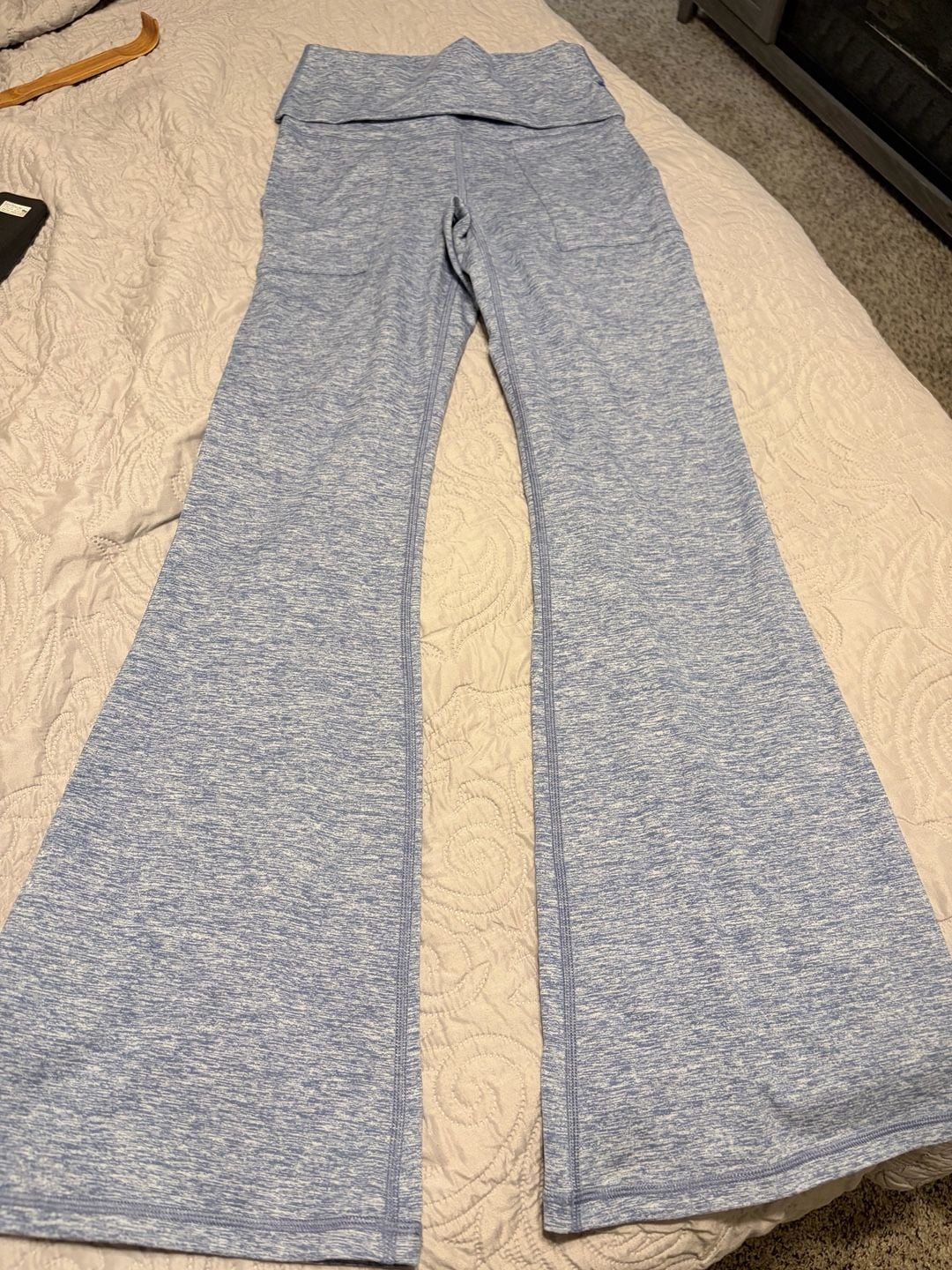 OFFLINE Aerie Hugger Foldover Flare Leggings Small Blue High Rise Yoga Pants 3