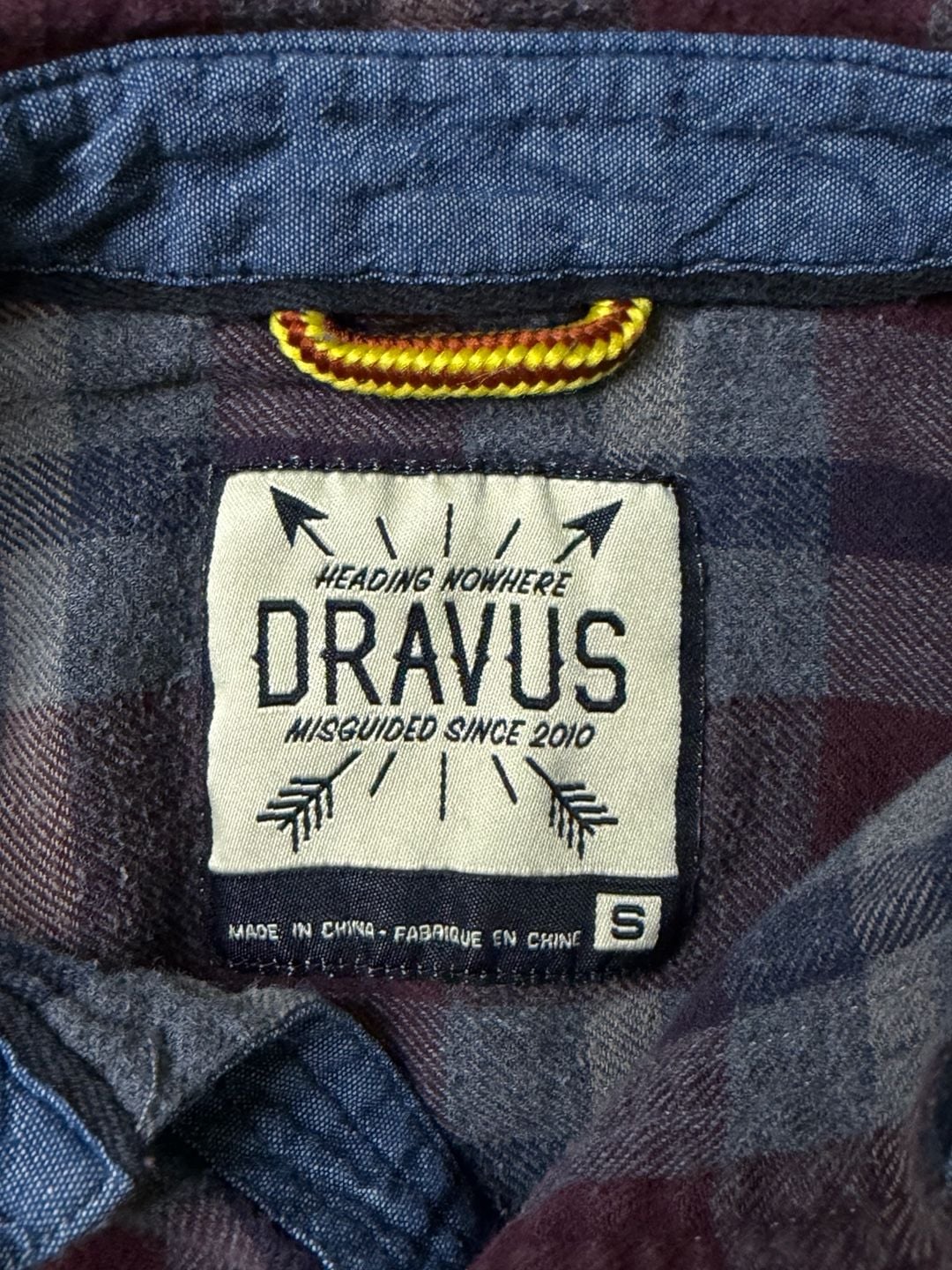 Dravus Plaid Long Sleeve Flannel Shirt Size S Burgundy Blue 4