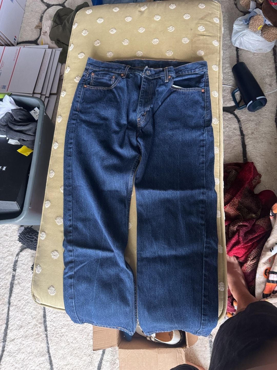 Levi's 505 Regular Fit Jeans 38x29 Dark Wash Straight Leg Denim 1
