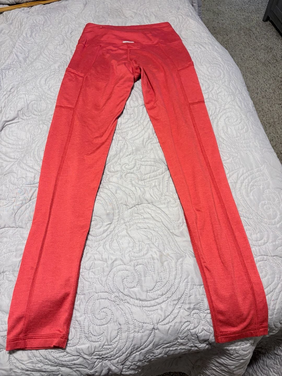 Aerie Chill Play Move Red Leggings Small S Side Pockets Yoga Athleisure Pants 3