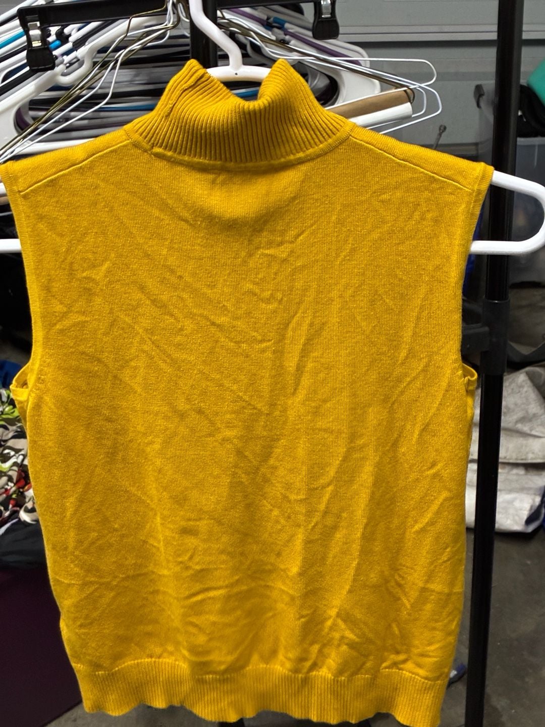 Cable & Gauge Sleeveless Turtleneck Sweater Size XL Mustard Yellow 3