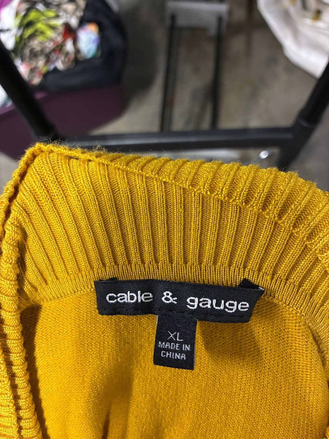 Cable & Gauge Sleeveless Turtleneck Sweater Size XL Mustard Yellow 4