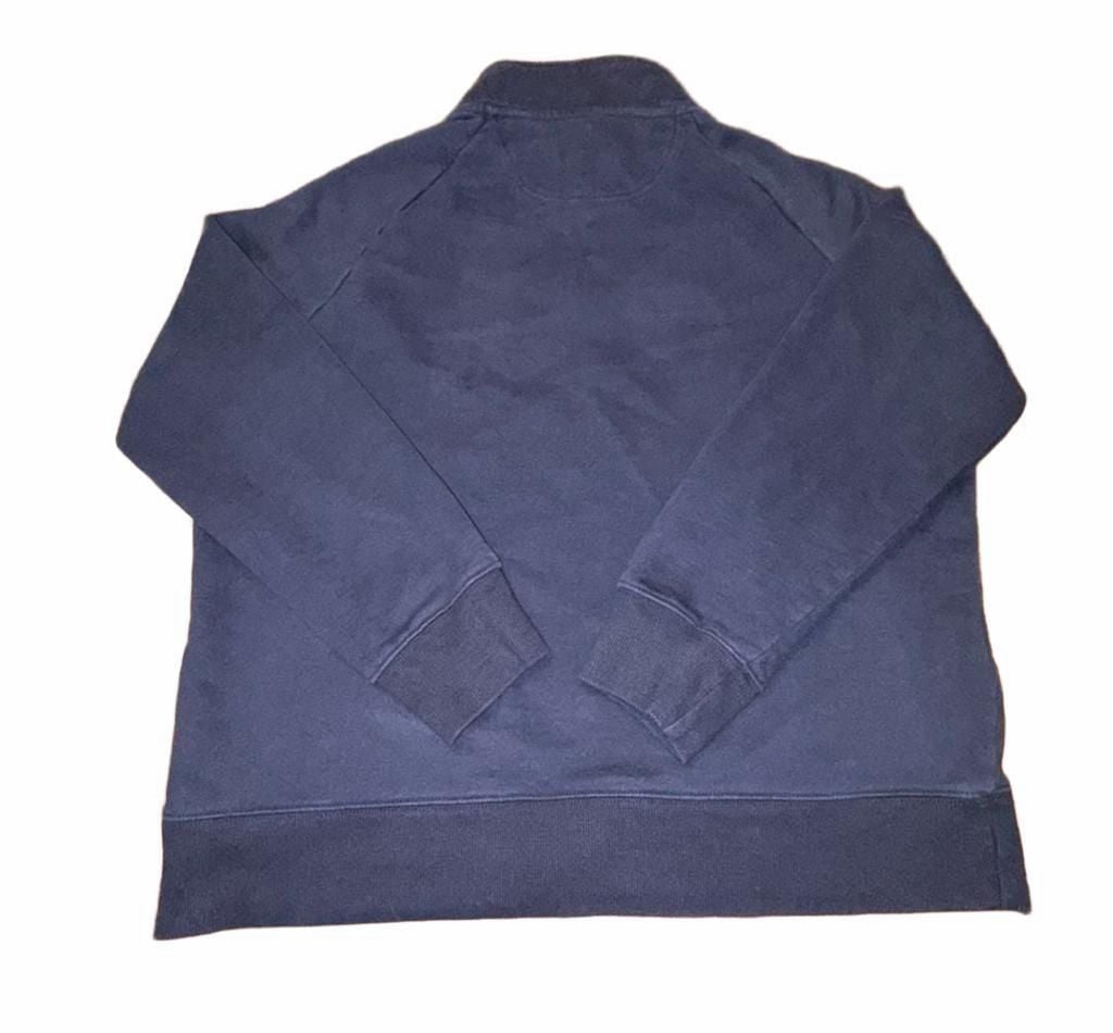 M&S Mens XL Navy Blue Quarter Zip Sweatshirt Cotton Pullover Mock Neck Casual 5