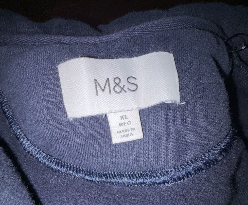 M&S Mens XL Navy Blue Quarter Zip Sweatshirt Cotton Pullover Mock Neck Casual 4