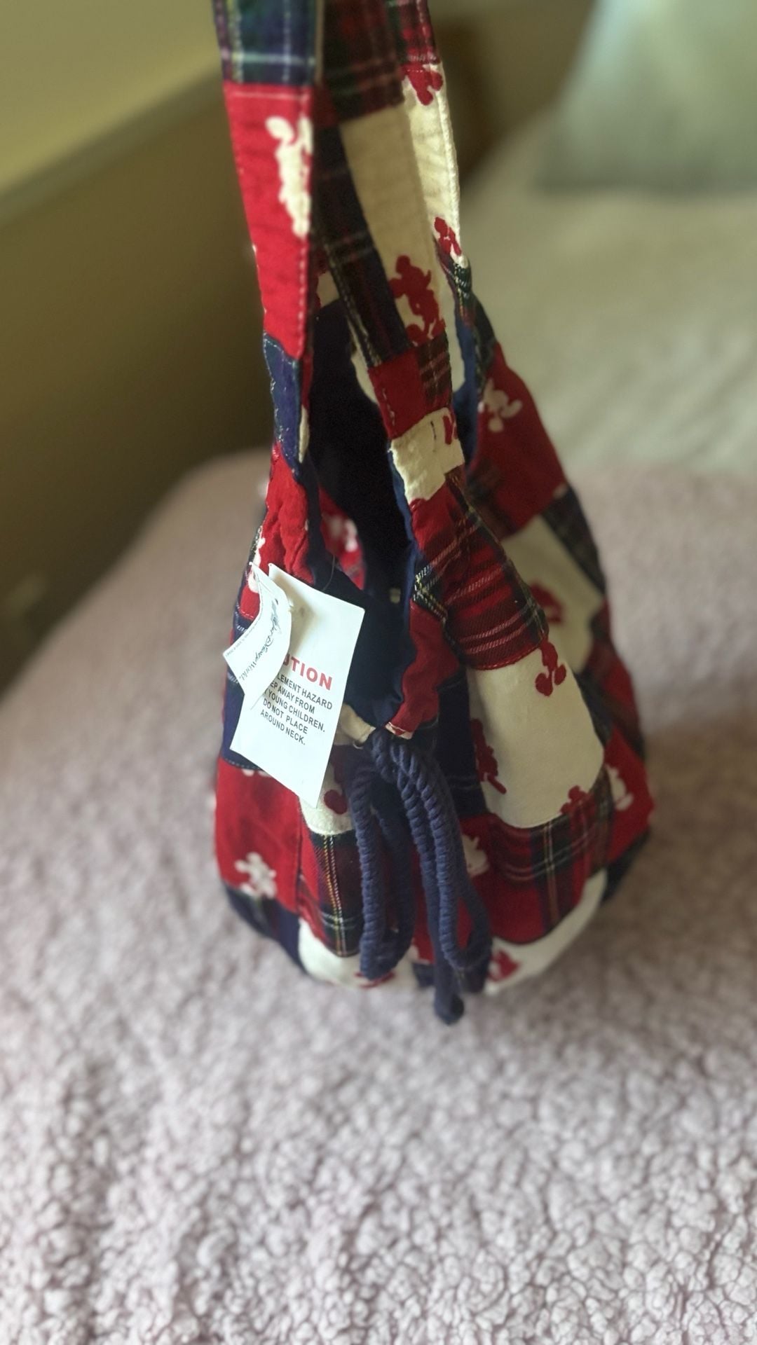 Walt Disney World Mickey Mouse Plaid Quilted Bucket Bag Purse 2