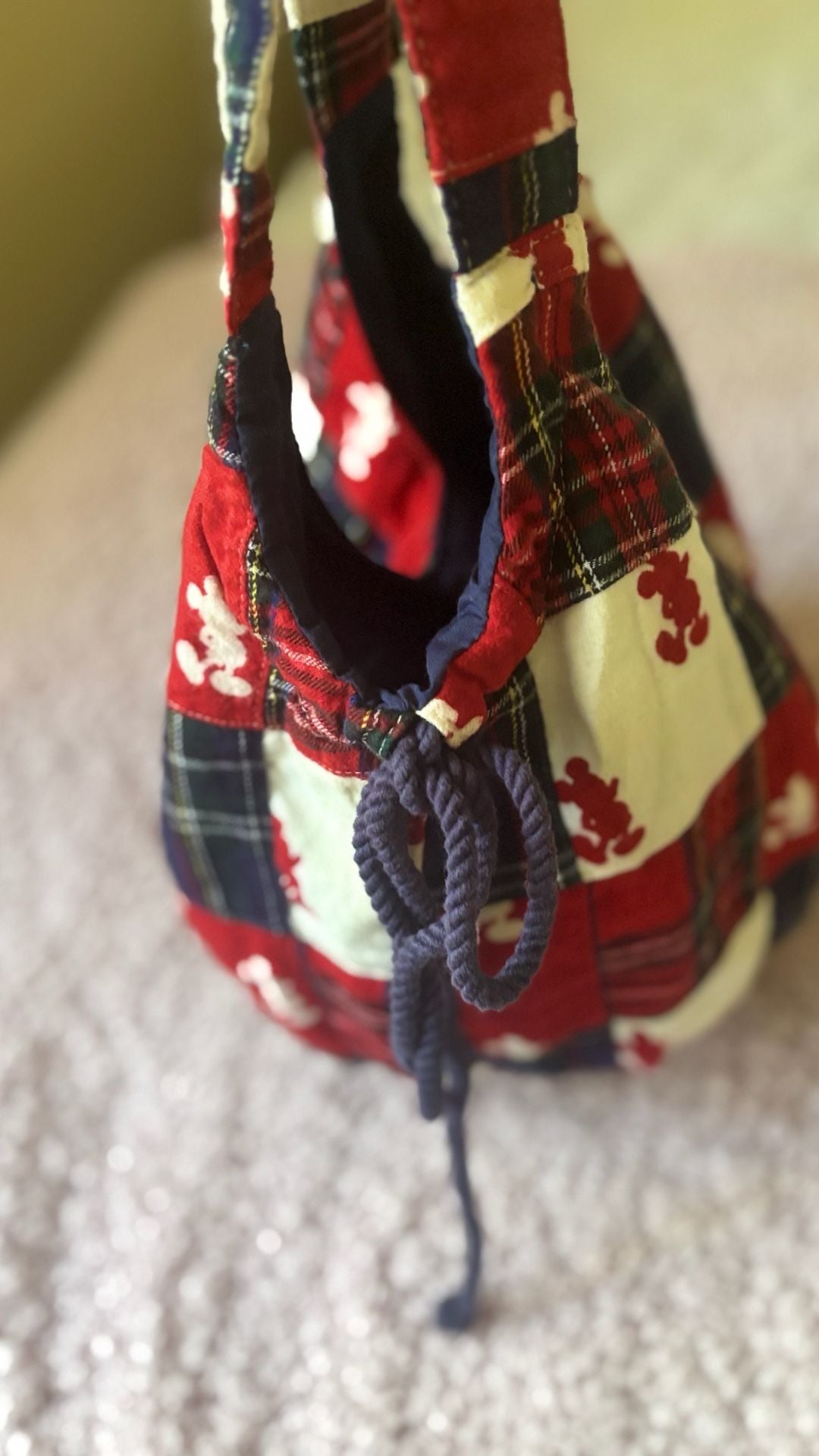 Walt Disney World Mickey Mouse Plaid Quilted Bucket Bag Purse 3