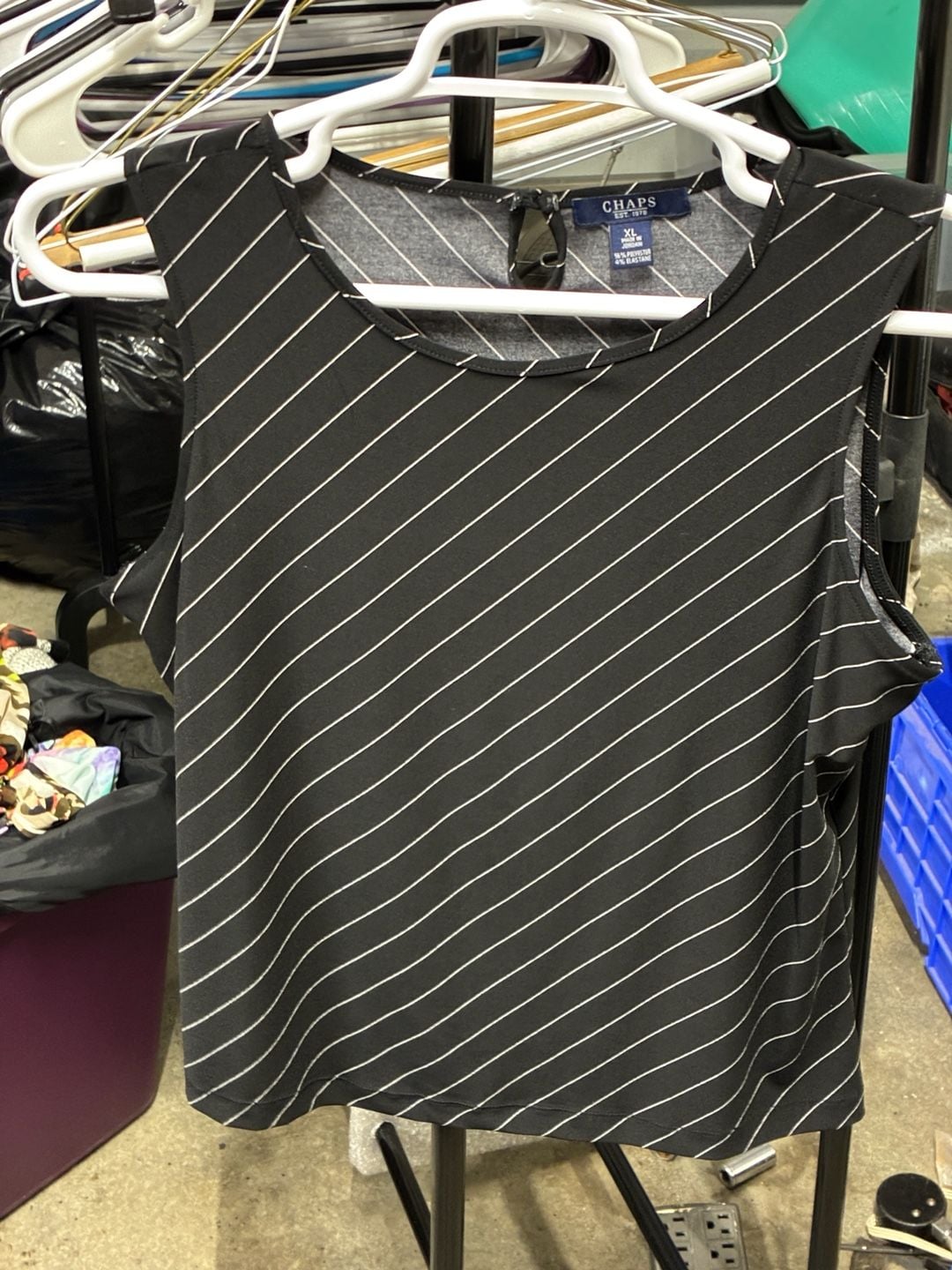 Chaps Striped Tank Top Size XL Black White Sleeveless Shirt 2