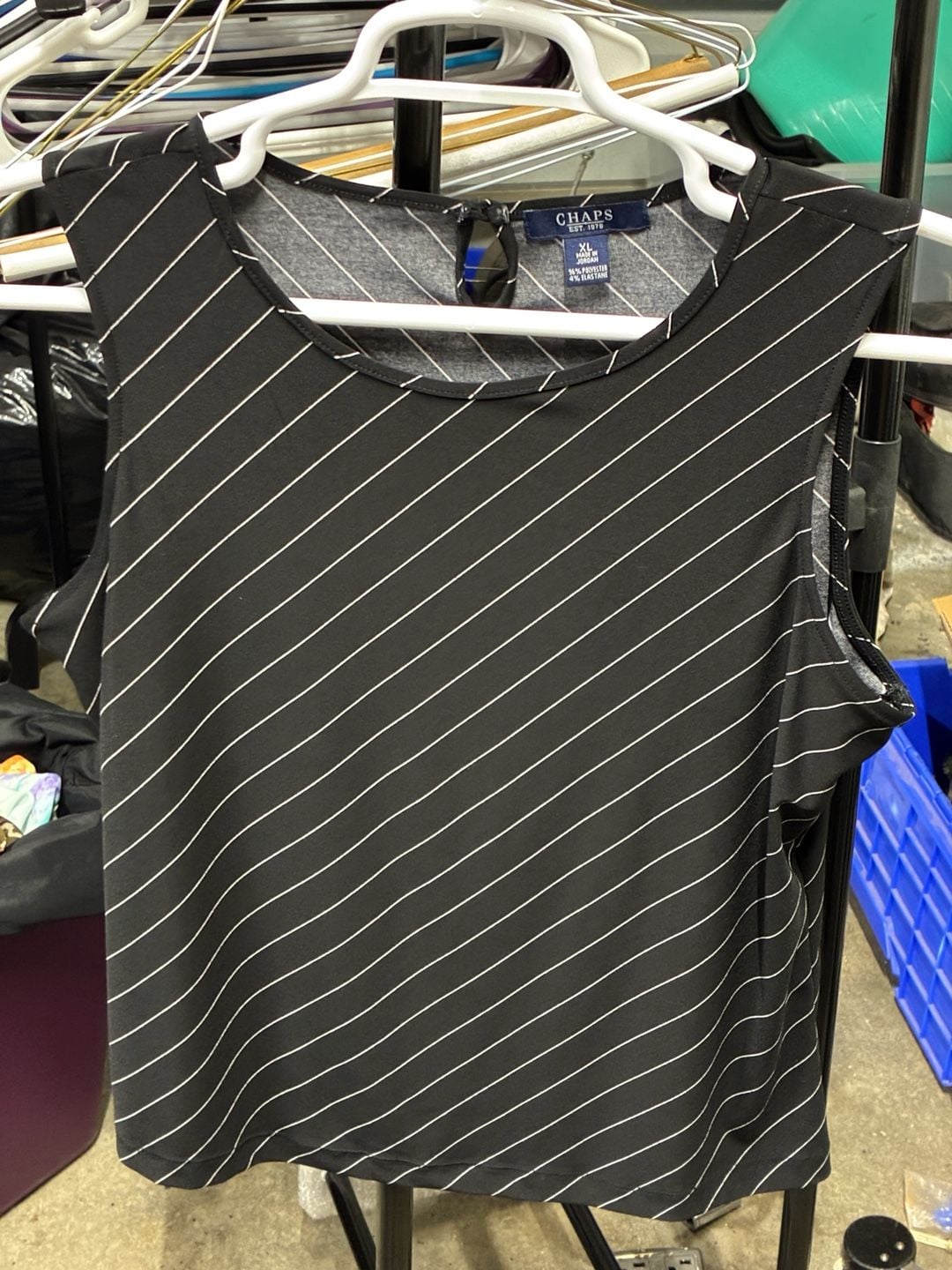 Chaps Striped Tank Top Size XL Black White Sleeveless Shirt 3