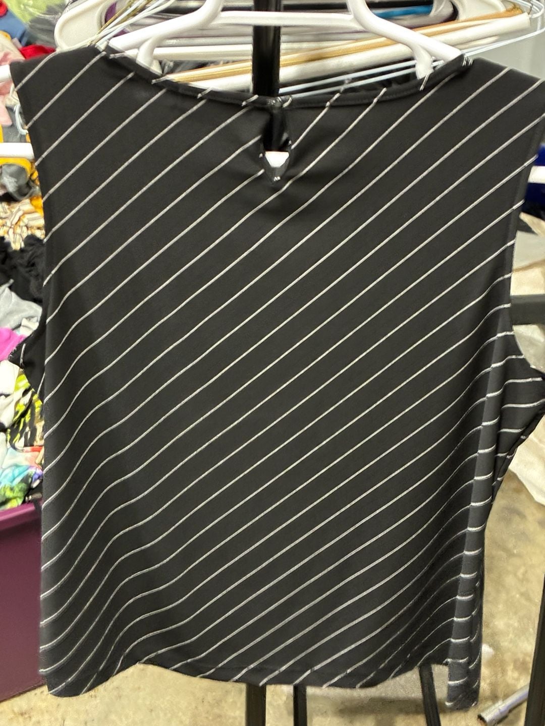 Chaps Striped Tank Top Size XL Black White Sleeveless Shirt 5