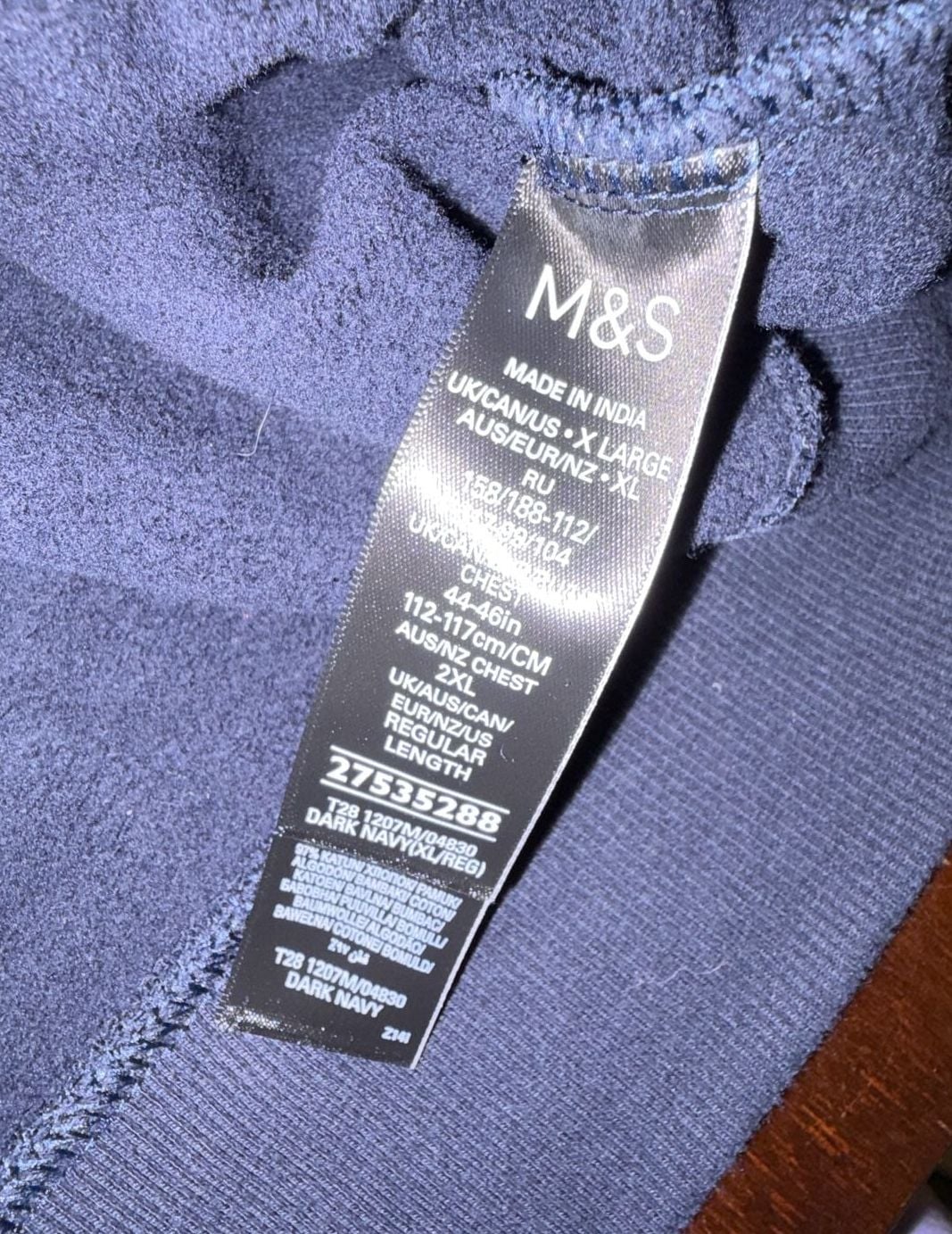 M&S Mens XL Navy Blue Quarter Zip Sweatshirt Cotton Pullover Mock Neck Casual 6