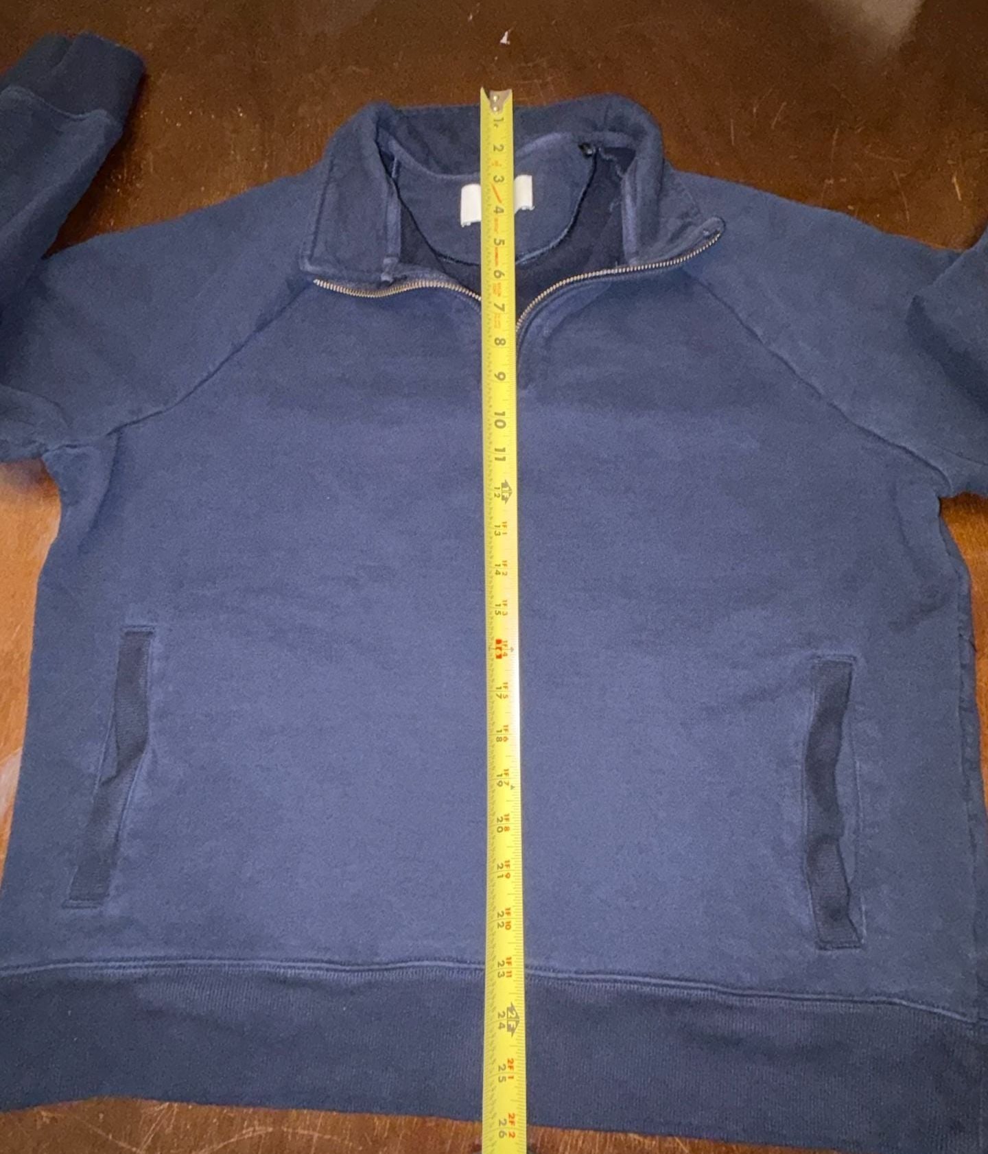 M&S Mens XL Navy Blue Quarter Zip Sweatshirt Cotton Pullover Mock Neck Casual 9