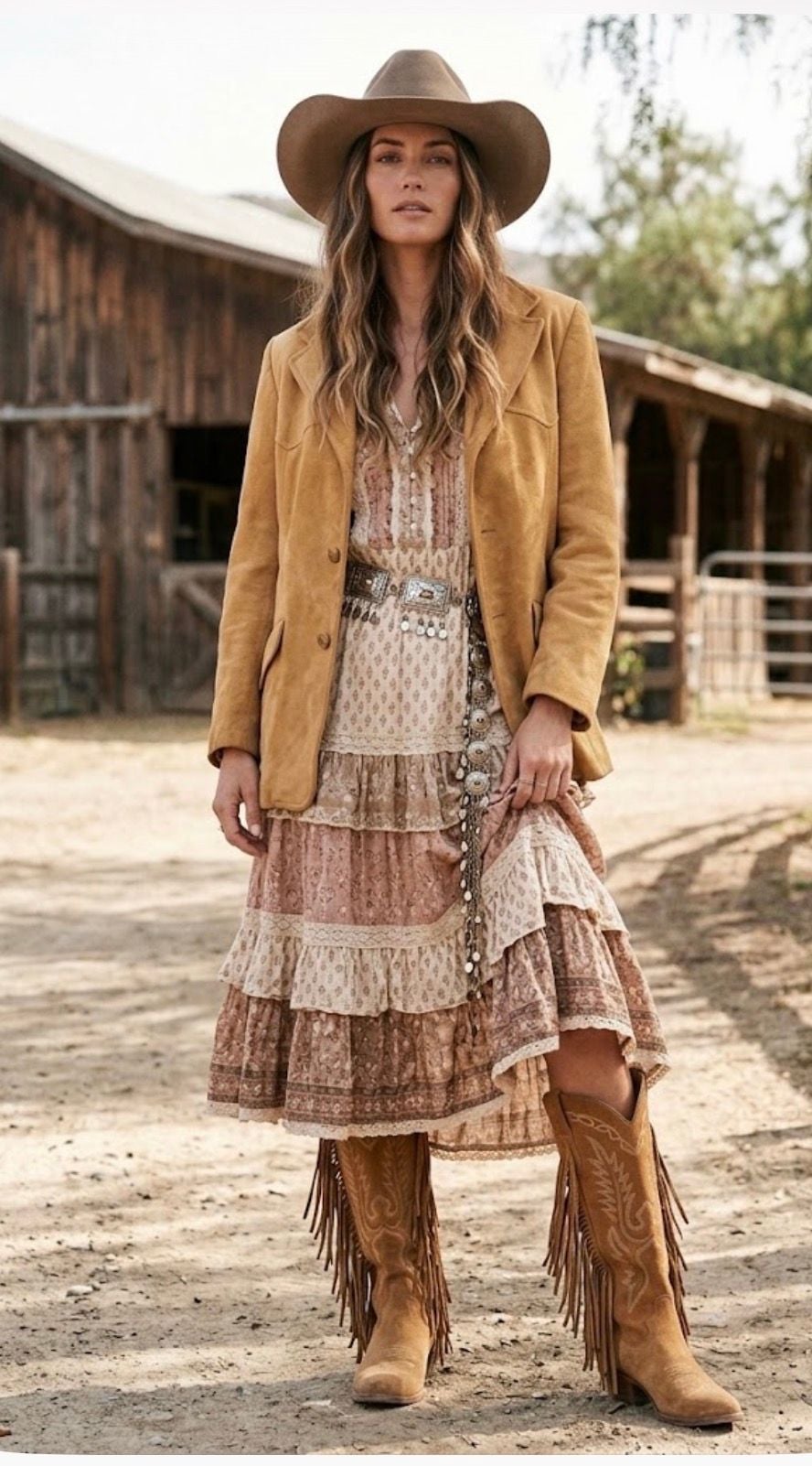 Womens (Mens) Puritan Vintage Suede Leather Western Blazer Jacket Tan Measurements in description 18