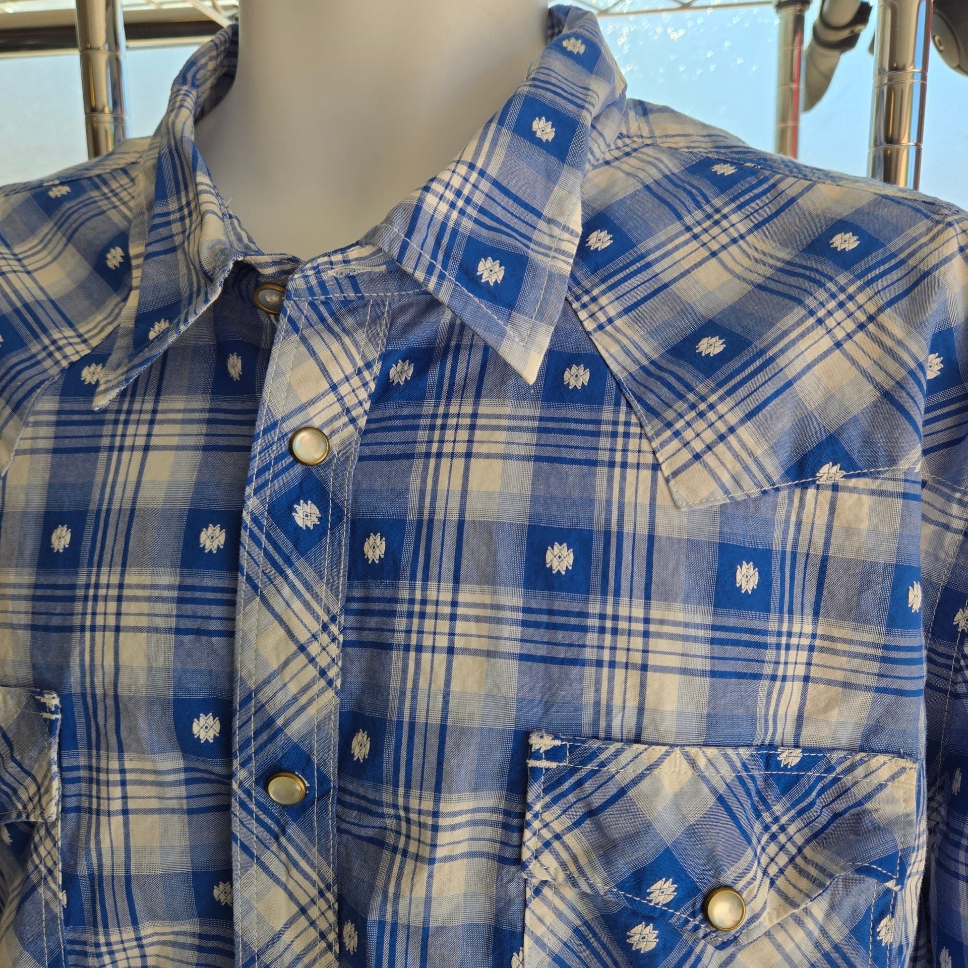 Tecovas Western Pearl Snap Shirt Size XXL Blue Plaid 3
