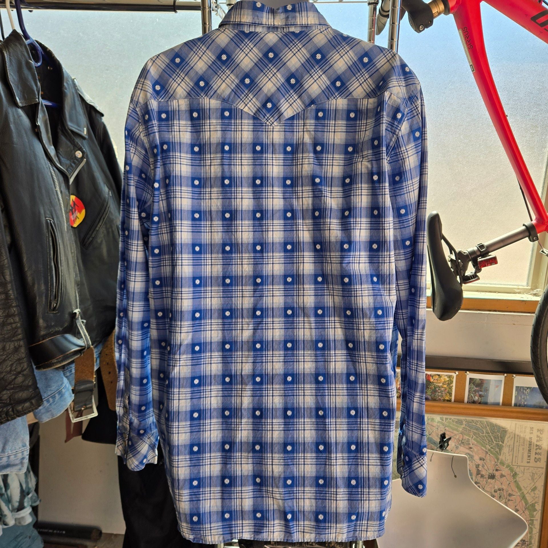 Tecovas Western Pearl Snap Shirt Size XXL Blue Plaid 4