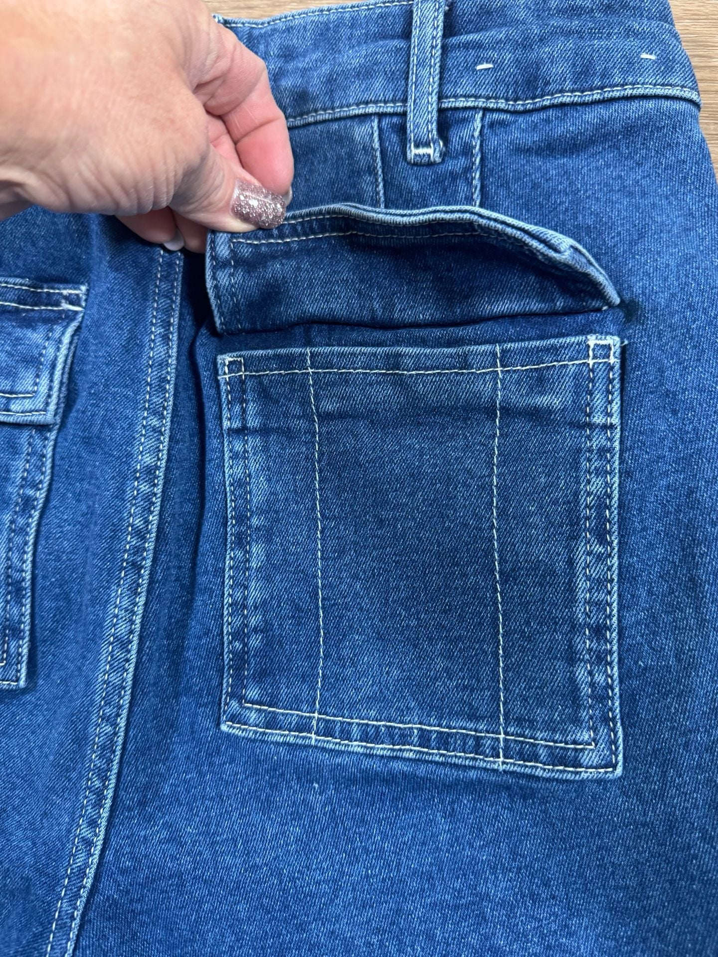 Boden Utility Tapered Leg Jeans Women’s US 4 Blue Cargo Pocket Denim 14