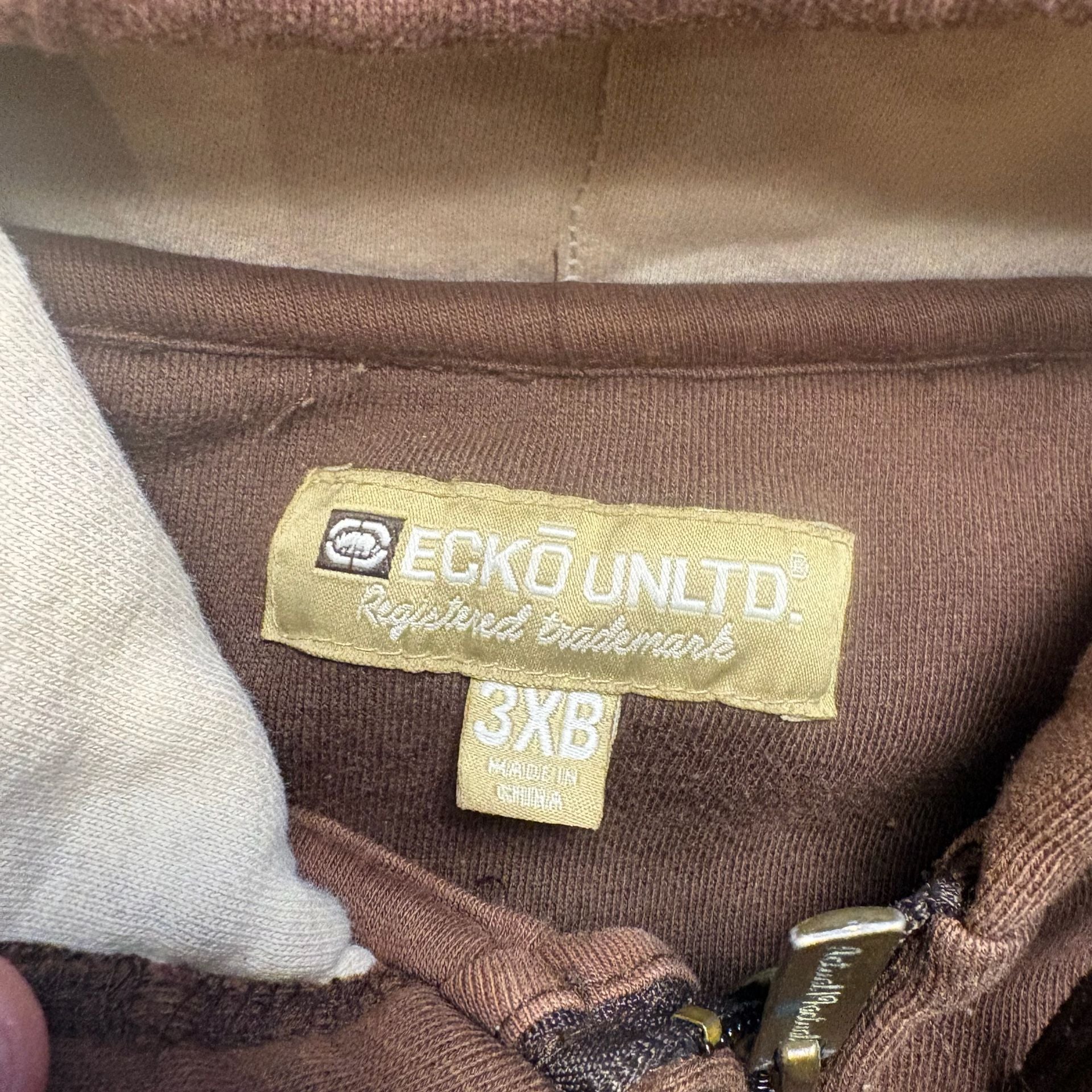 Ecko Unltd Full Zip Hoodie Brown Graphic Sweatshirt 4