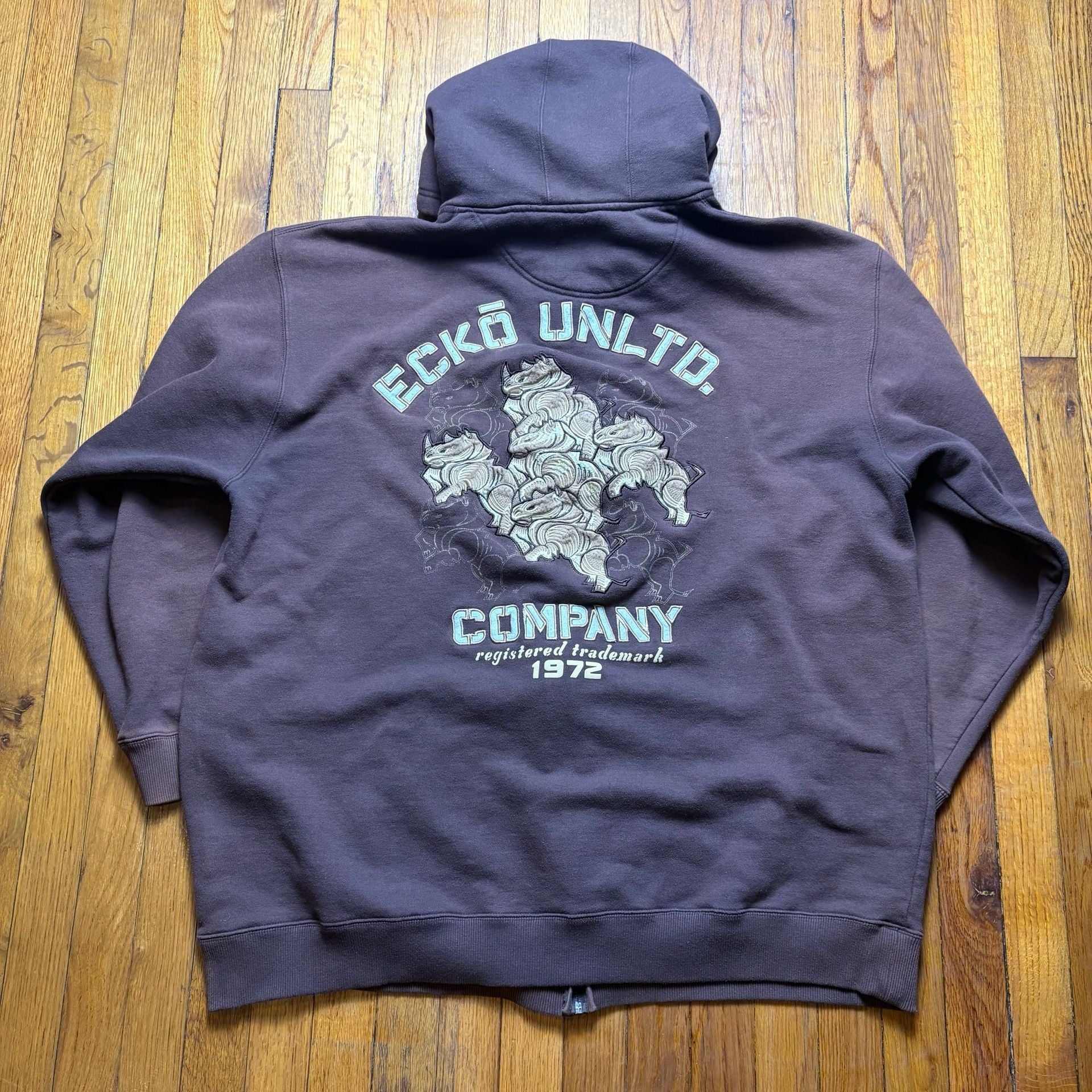 Ecko Unltd Full Zip Hoodie Brown Graphic Sweatshirt 7