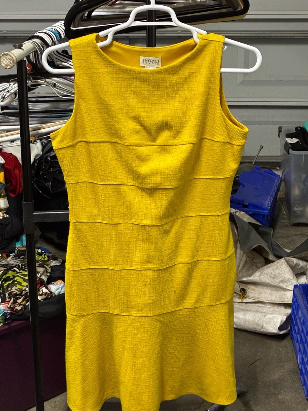 En Focus Studio Dress Size 12 Ceylon Yellow Textured Sleeveless 3
