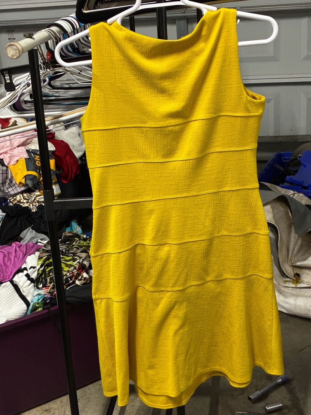En Focus Studio Dress Size 12 Ceylon Yellow Textured Sleeveless 7