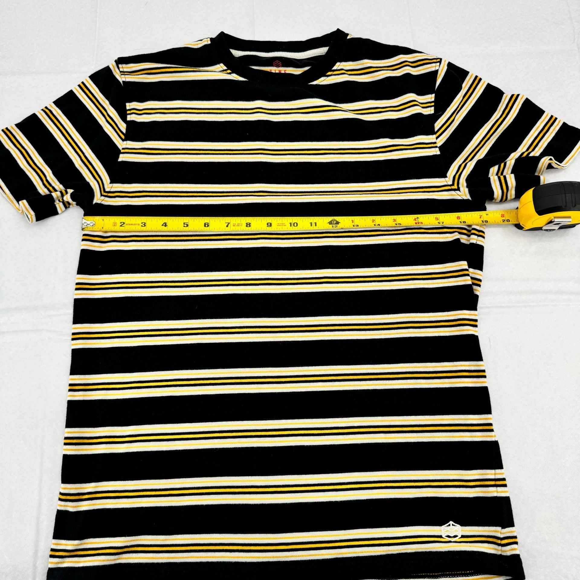 Zine Striped T-Shirt Size M Black Yellow White Short Sleeve Tee 4