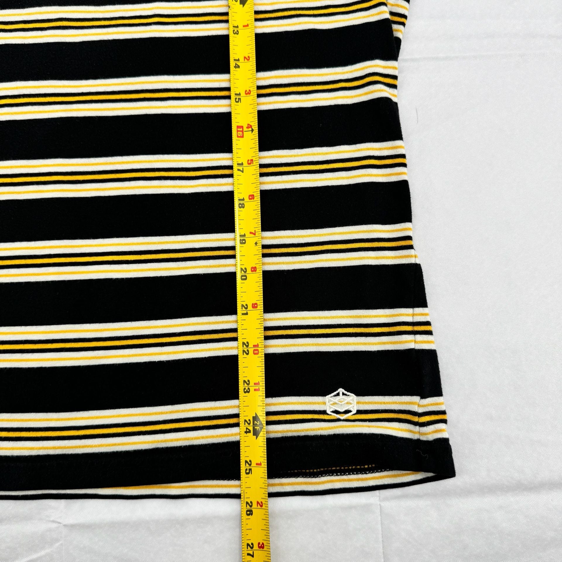 Zine Striped T-Shirt Size M Black Yellow White Short Sleeve Tee 5