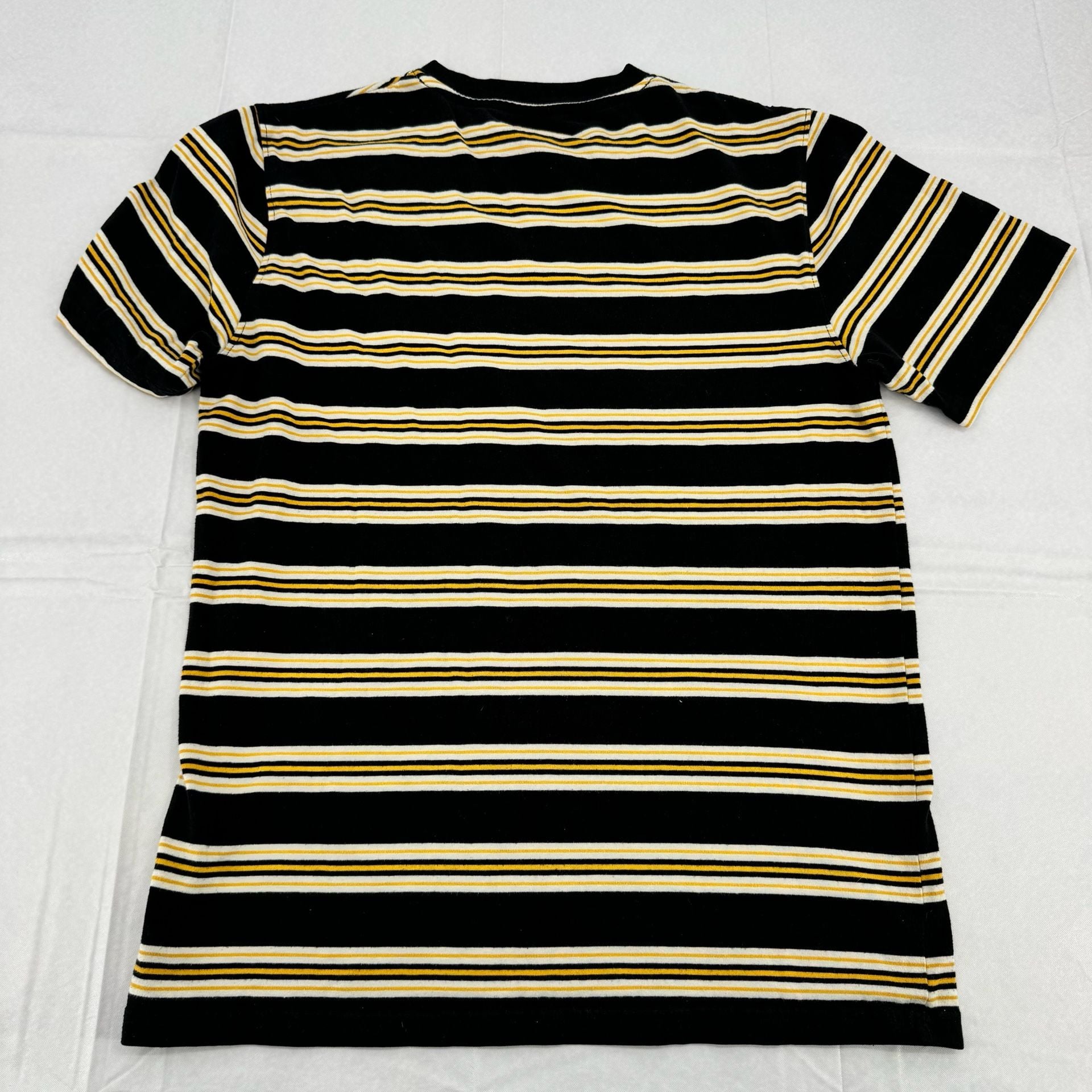 Zine Striped T-Shirt Size M Black Yellow White Short Sleeve Tee 6