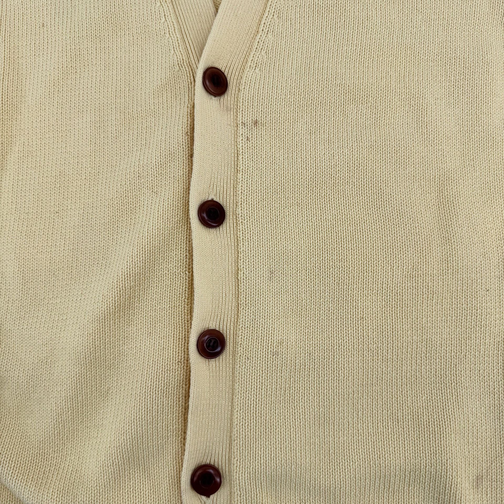 L.L. Bean Cotton V-Neck Cardigan Sweater Men's Size LG-REG Yellow 3