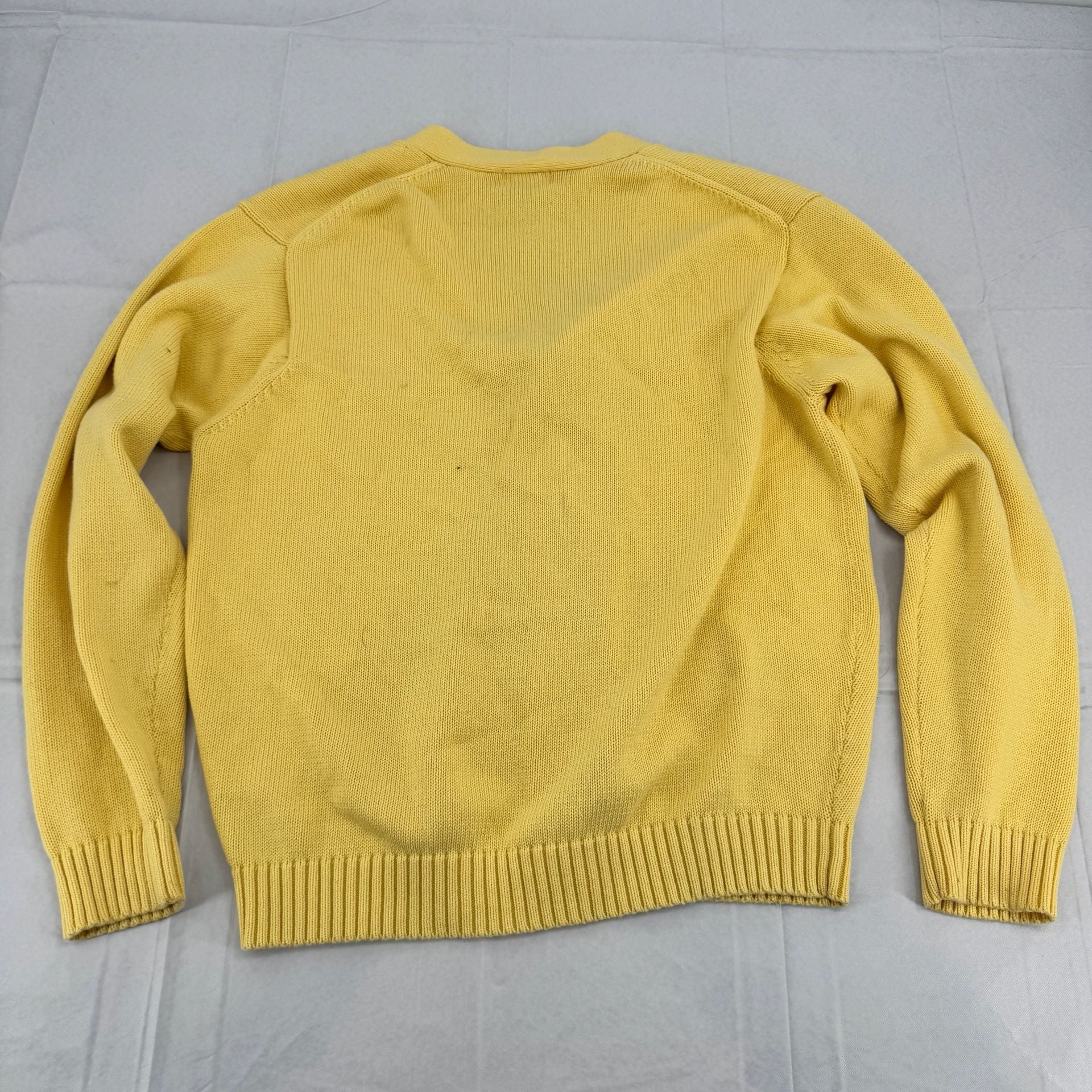 L.L. Bean Cotton V-Neck Cardigan Sweater Men's Size LG-REG Yellow 7
