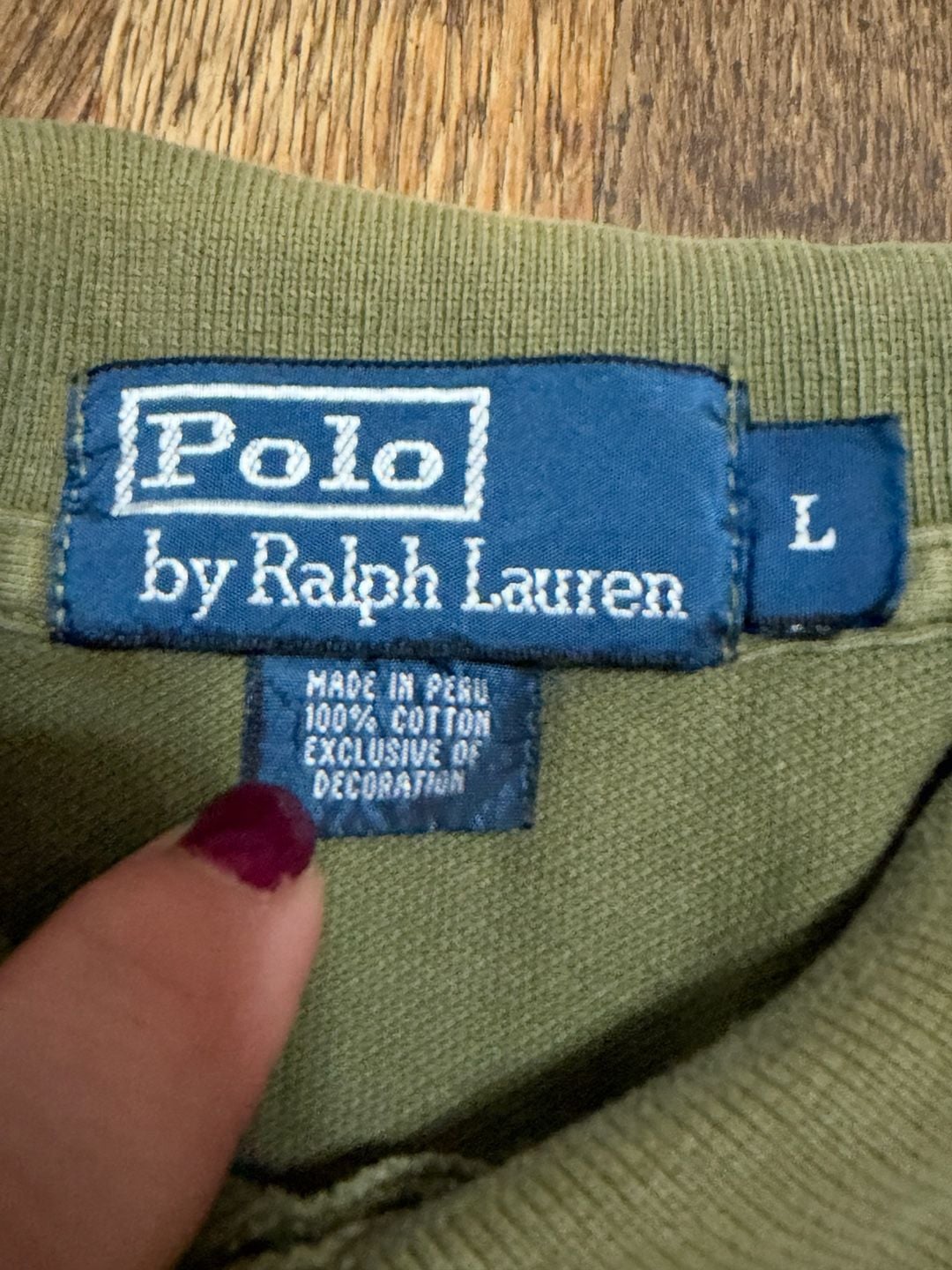 Vintage Fade Polo Ralph Lauren Polo Shirt Size L Olive Green Cotton Short Sleeve 4