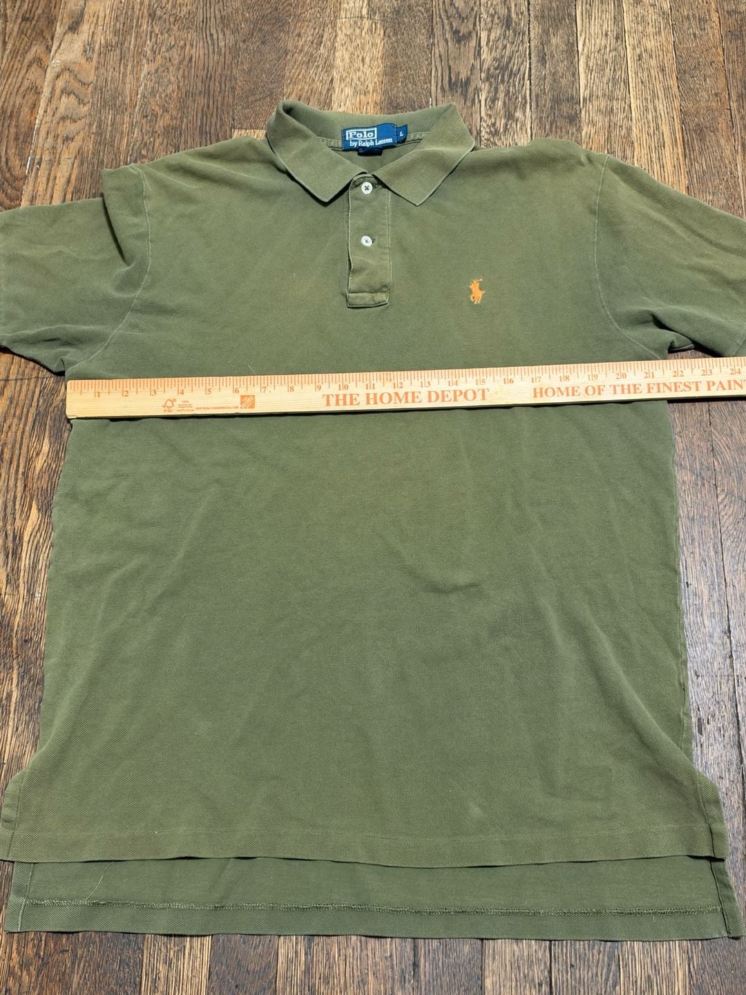 Vintage Fade Polo Ralph Lauren Polo Shirt Size L Olive Green Cotton Short Sleeve 5