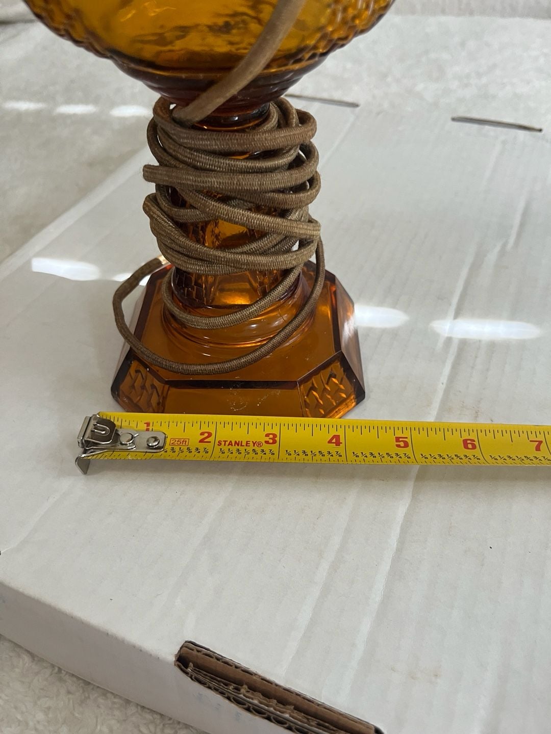 Vintage Amber Glass Table Lamp 5