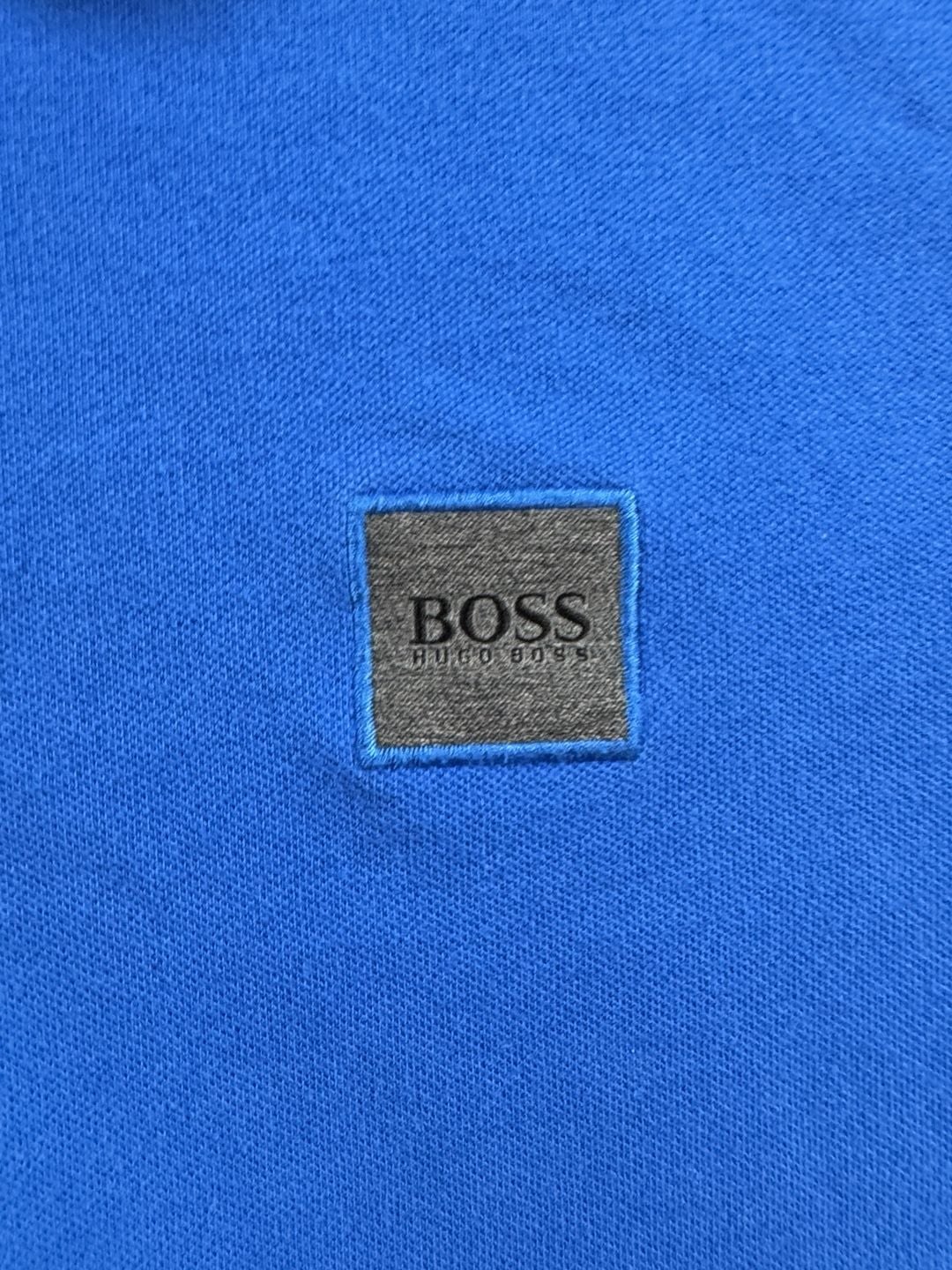 Men’s Boss Hugo Boss Polo Shirt Size M Slim Fit Blue Logo Patch 6