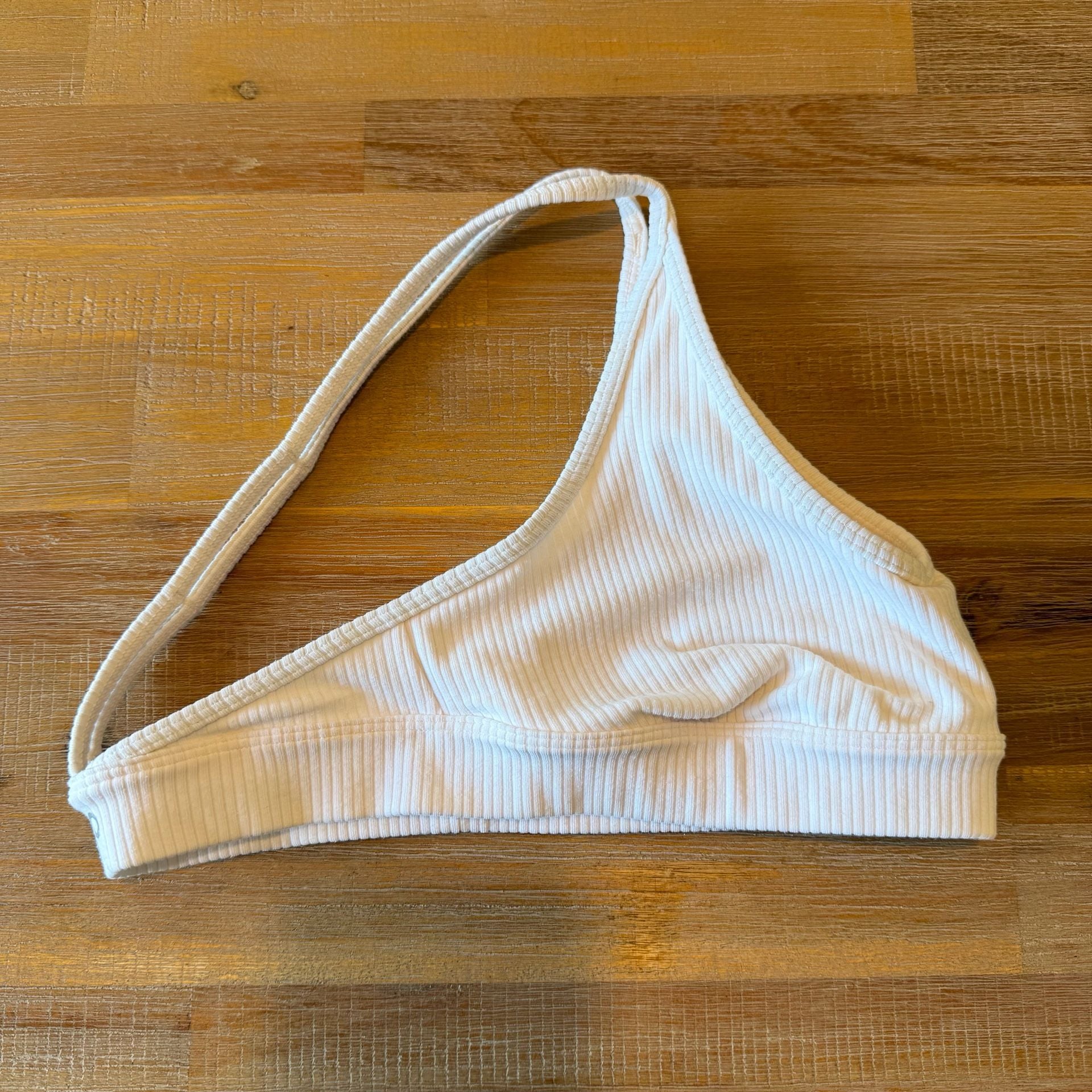 Alo Yoga Wellness Bra White Ribbed Scoop Neck Sports Bra Top Size XS Extra Small 5