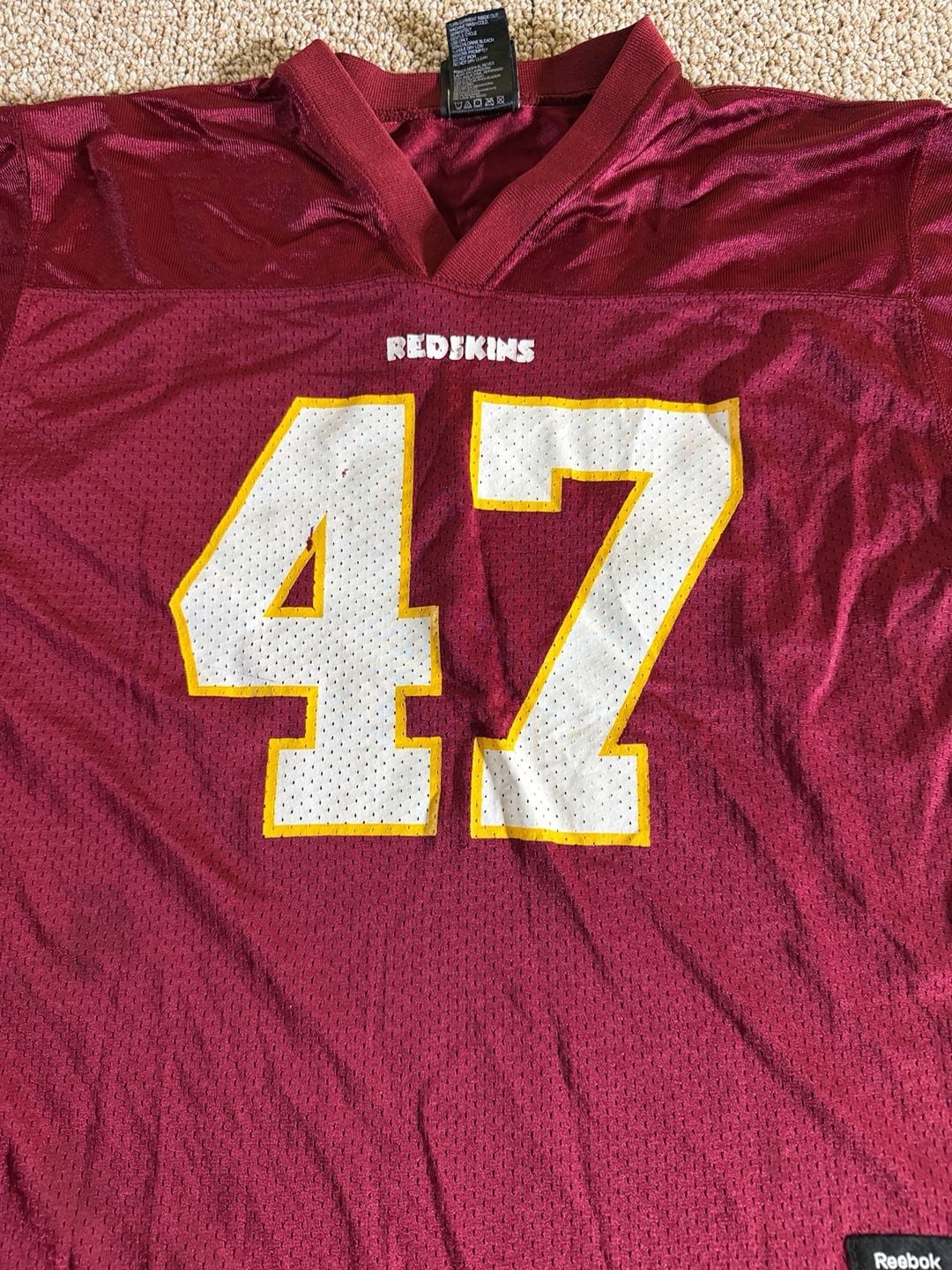 Reebok Washington Redskins 47 Jersey Size Large (14-16) Burgundy 3