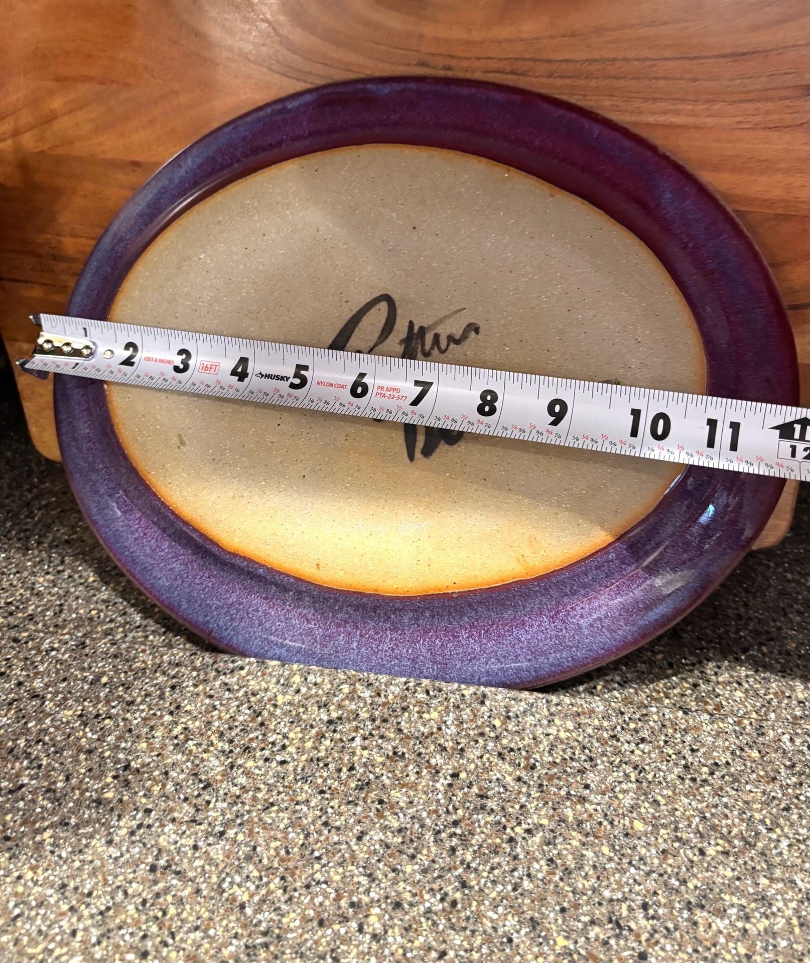 Potter Berman Signed Studio Art Pottery Purple Drip Glaze Oval Platter 4