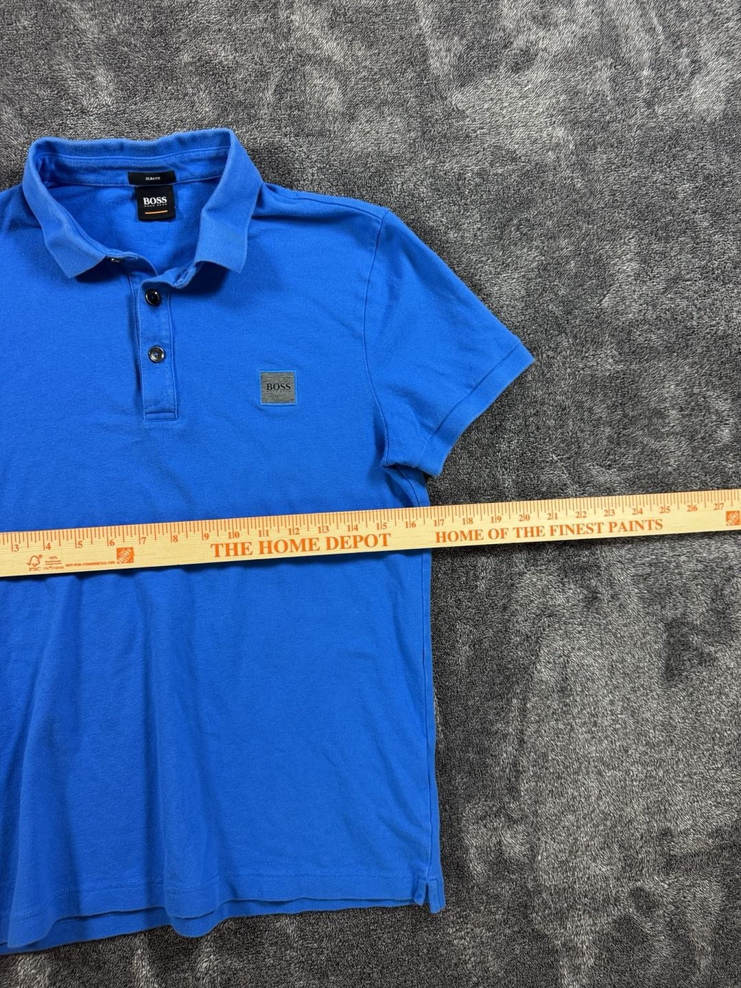 Men’s Boss Hugo Boss Polo Shirt Size M Slim Fit Blue Logo Patch 10
