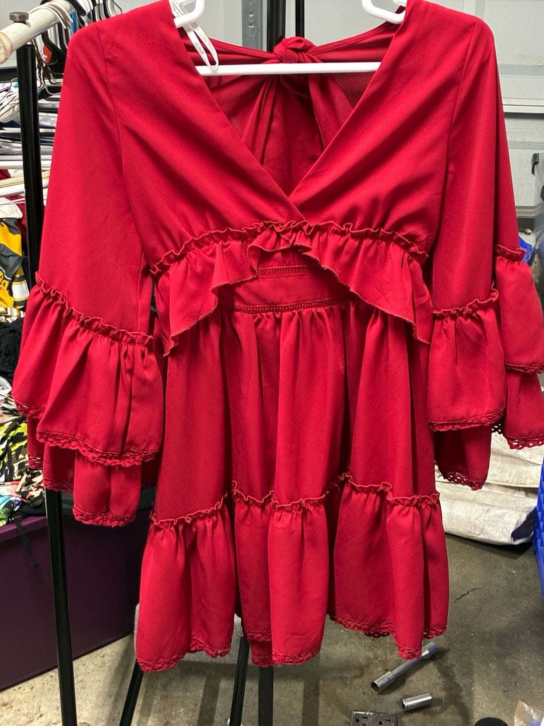 Red Ruffle Dress Long Sleeve 2