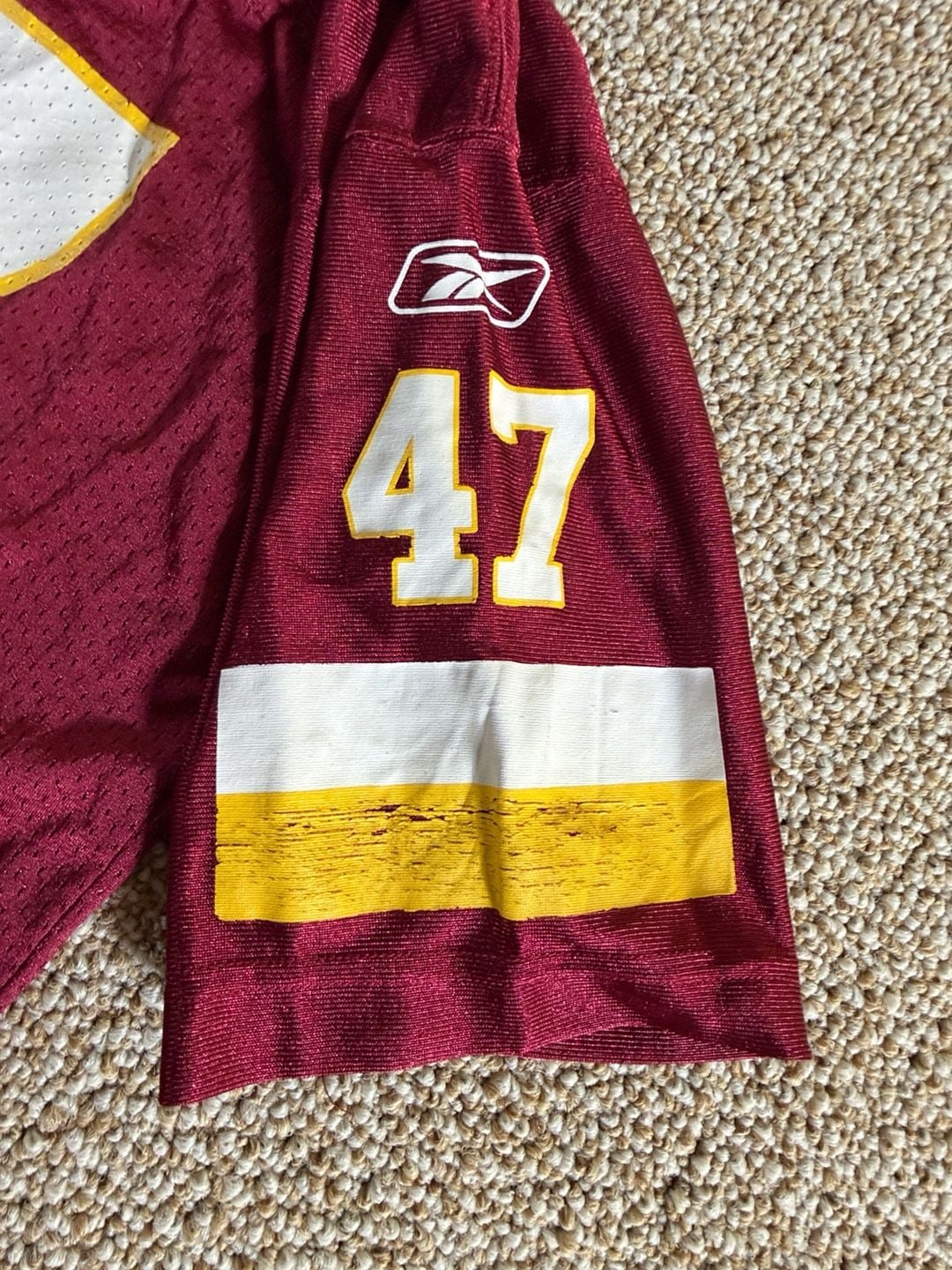 Reebok Washington Redskins 47 Jersey Size Large (14-16) Burgundy 9