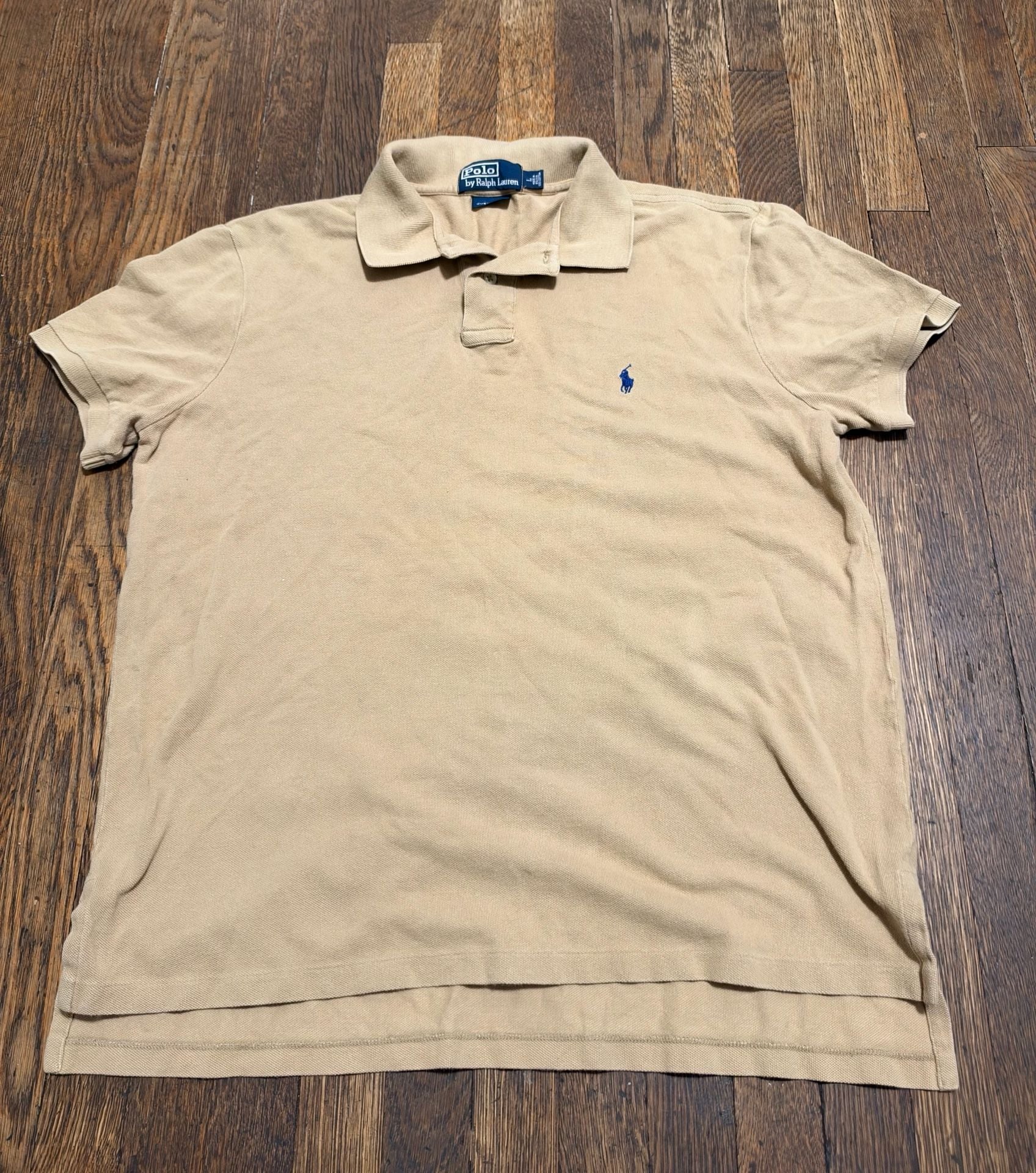 Vintage Fade Polo By Ralph Lauren Polo Shirt Size L Tan Cotton Earth Ton Beige 2