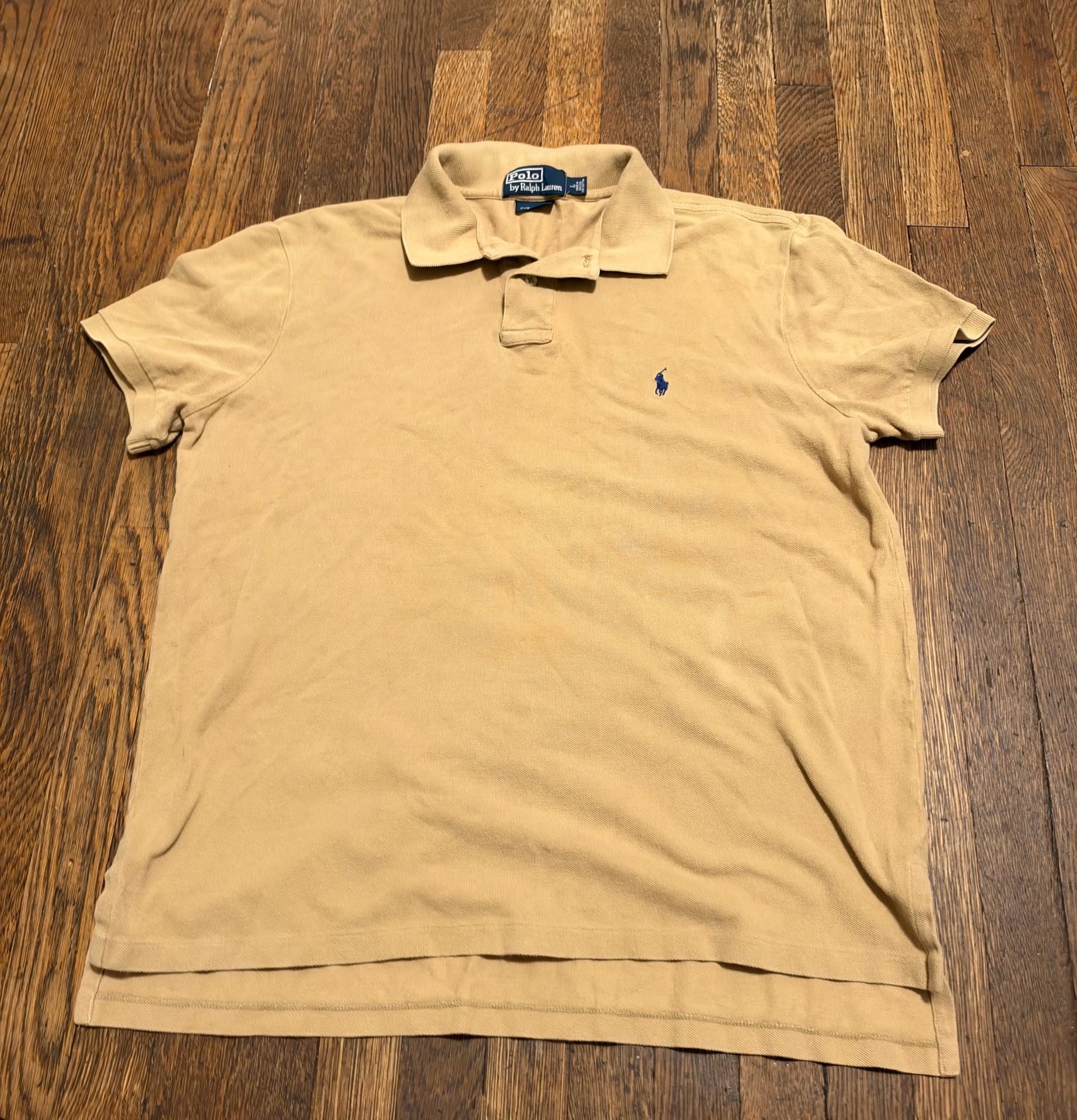 Vintage Fade Polo By Ralph Lauren Polo Shirt Size L Tan Cotton Earth Ton Beige 3