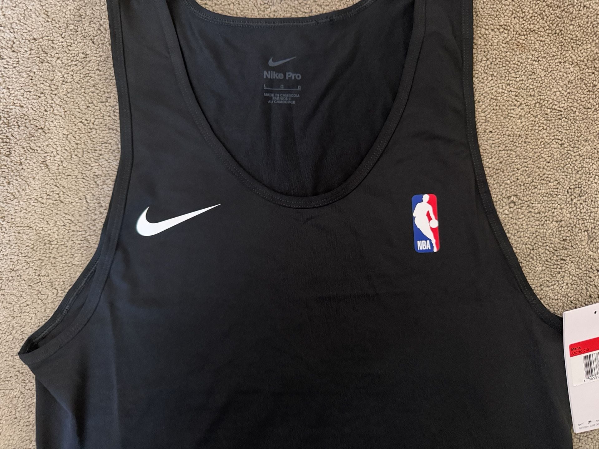 Nike Pro NBA Tank Top Size L Black Athletic Jersey AA0785-010 4