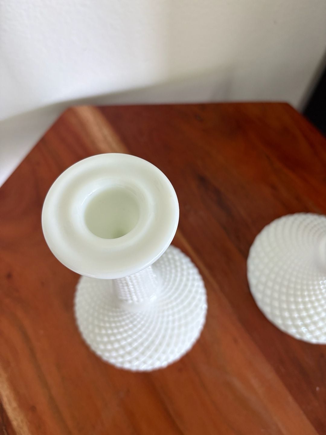 Vintage Westmoreland English Hobnail Milk Glass Candlestick set 8 in. 7
