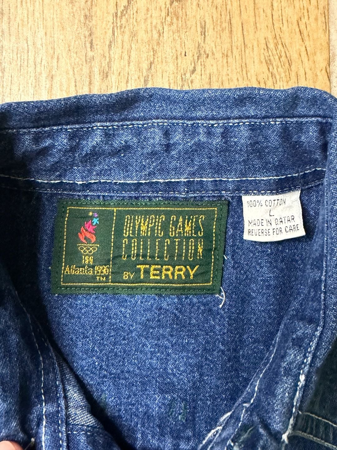 Vintage 1996 Denim Button Up Jacket Atlanta Olympic Games Collection By Terry 4